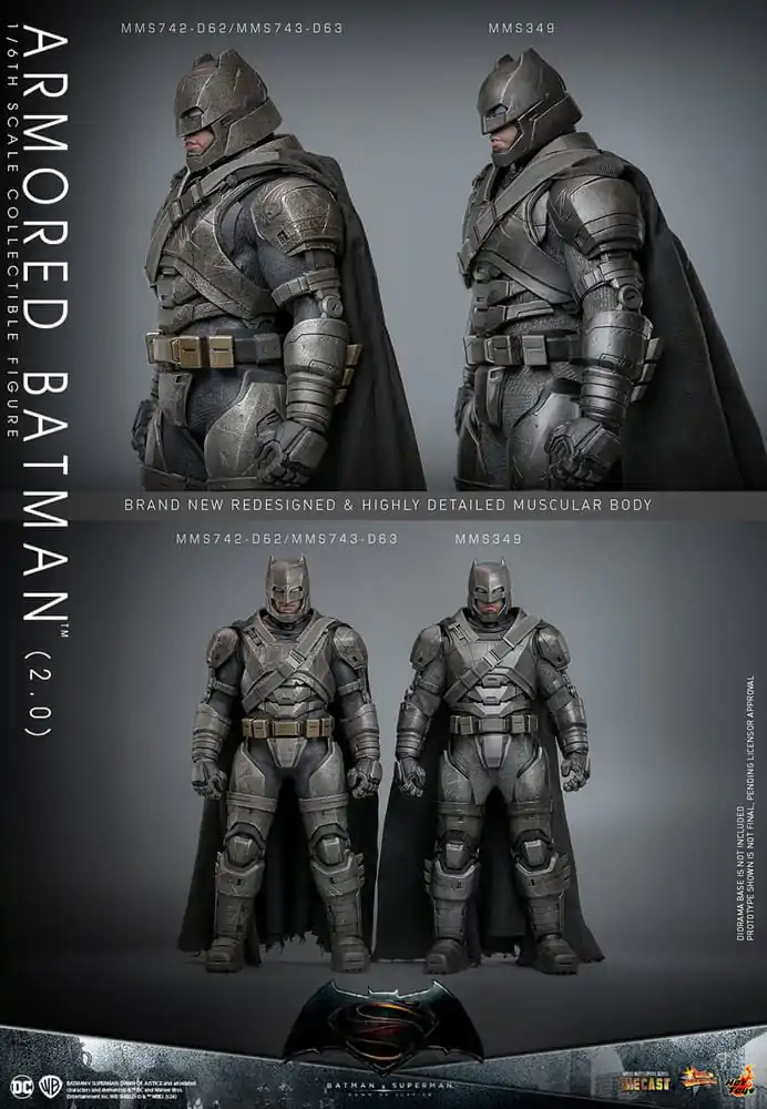 Batman v Superman: Dawn of Justice Movie Masterpiece akcijska figura 1/6 Oklepni Batman 2.0 33 cm fotografija izdelka