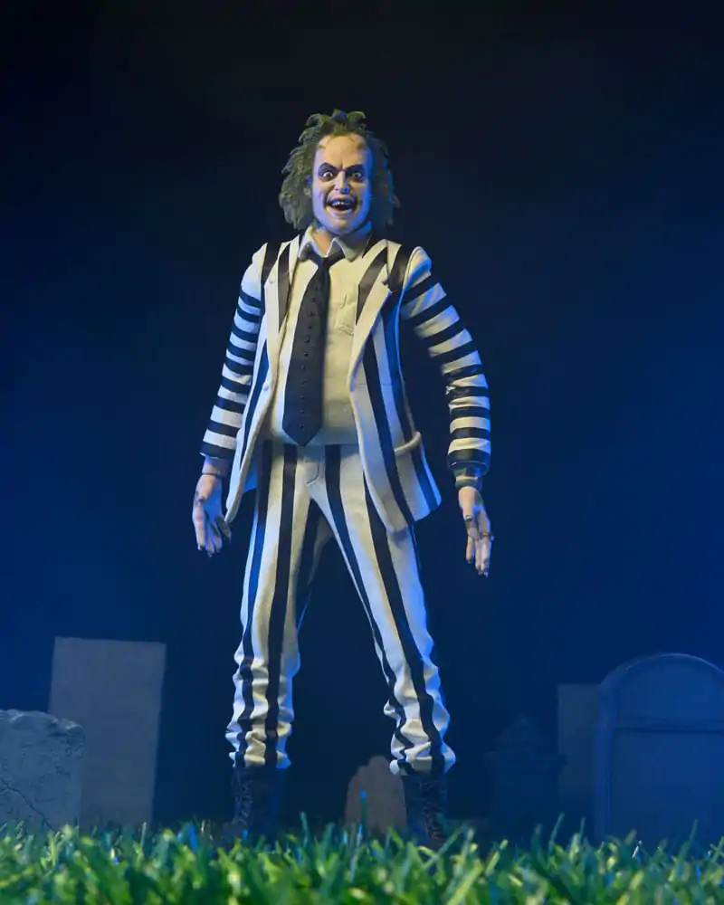 Beetlejuice 1988 Akcijska figura Beetlejuice Black and White Striped Suit 18 cm fotografija izdelka