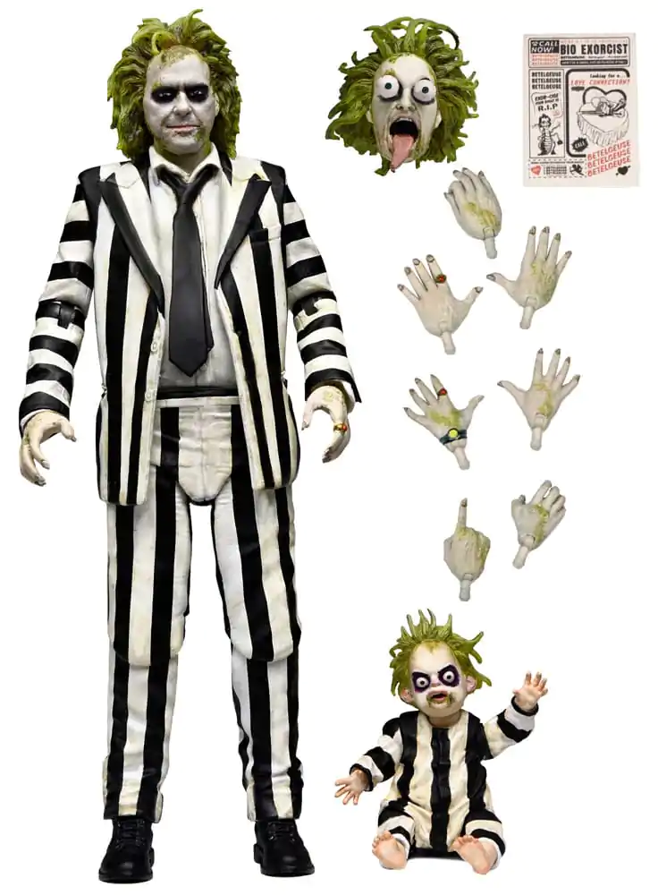 Beetlejuice Beetlejuice Akcijska figura 7 Scale Ultimate Striped Suit Beetlejuice 18 cm fotografija izdelka