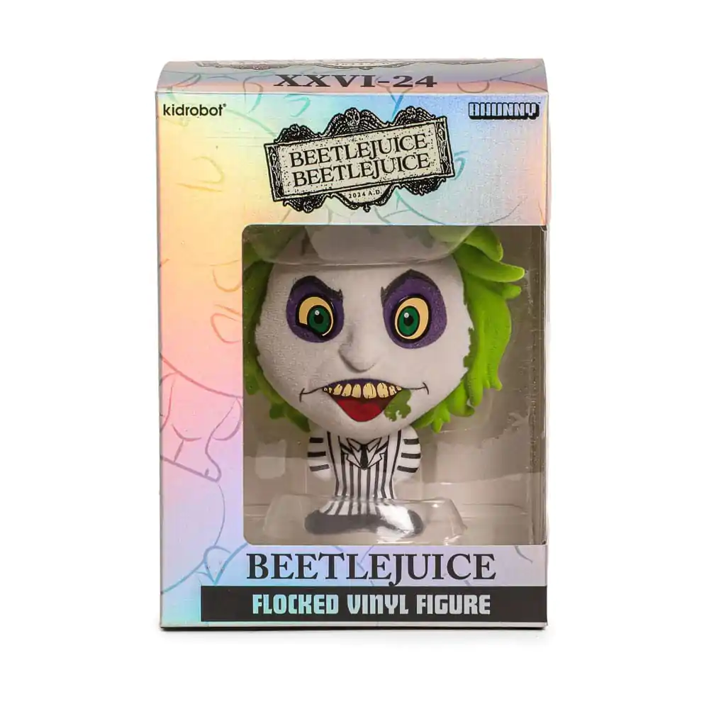 Beetlejuice Beetlejuice Bhunny flocked vinil figura Beetlejuice Striped Suit 10 cm fotografija izdelka