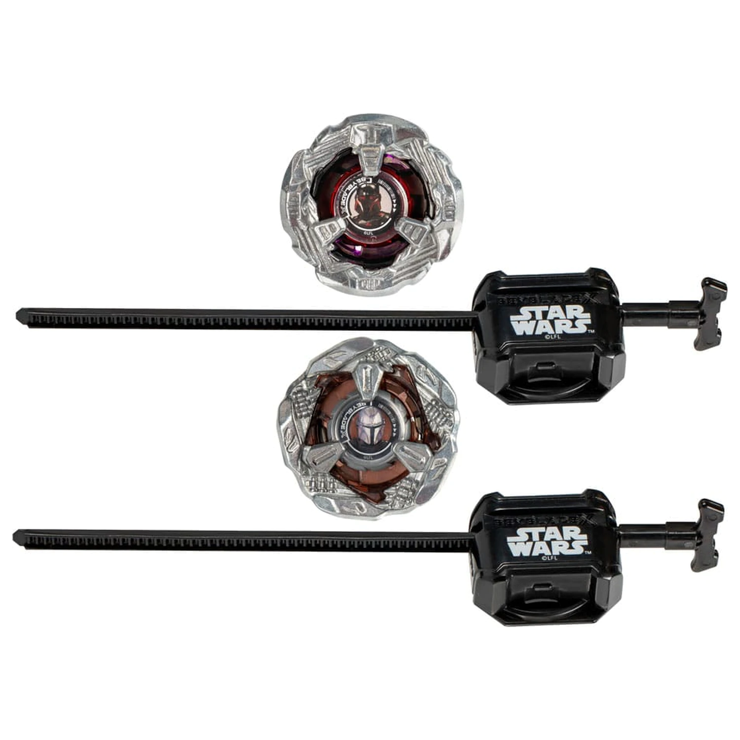 Beyblade X in Star Wars sodelovanje The Mandalorian 3-60F proti Moff Gideon 3-80N fotografija izdelka