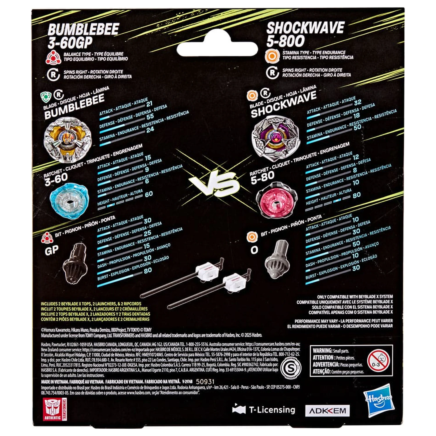 Beyblade X and Transformers Collab Bumblebee 3-60GP vs. Shockwave 5-80O fotografija izdelka