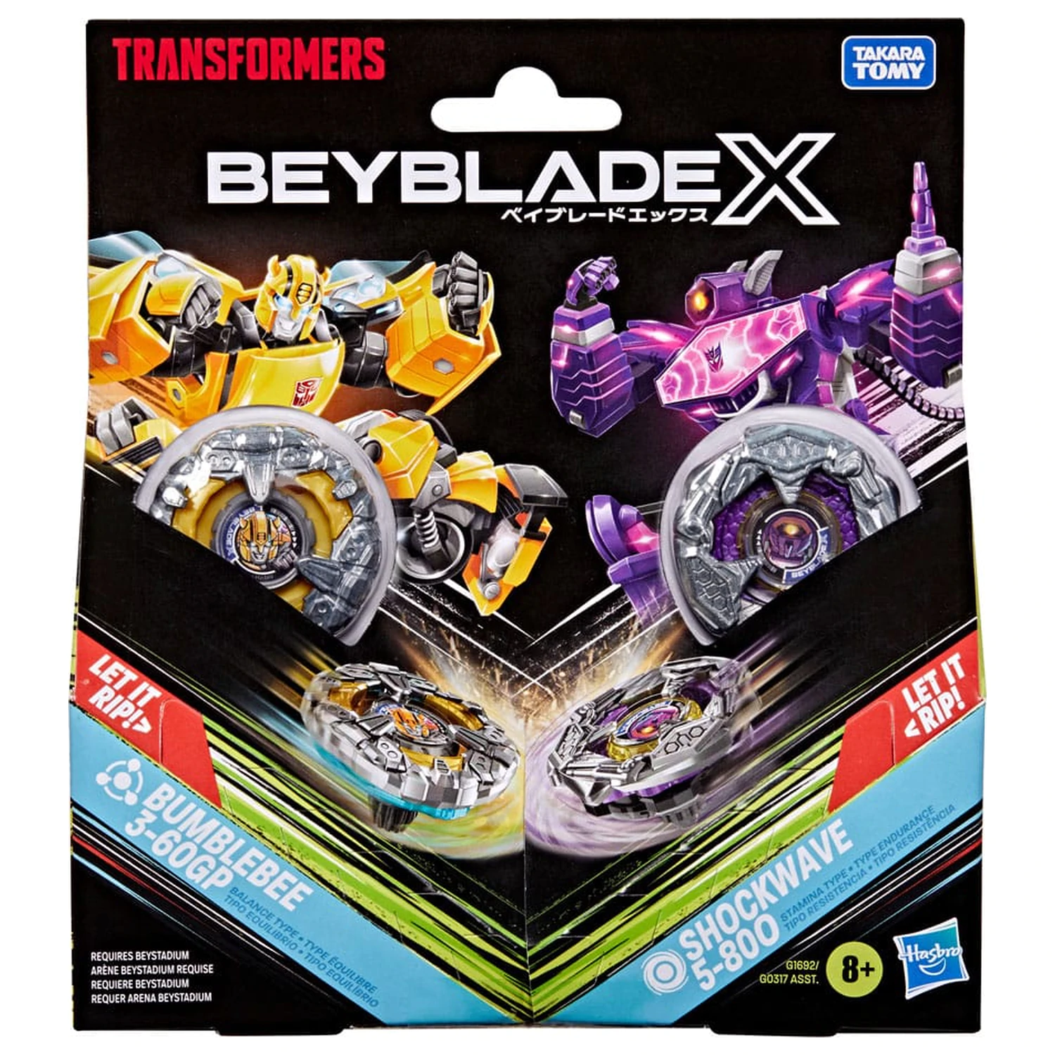 Beyblade X and Transformers Collab Bumblebee 3-60GP vs. Shockwave 5-80O fotografija izdelka