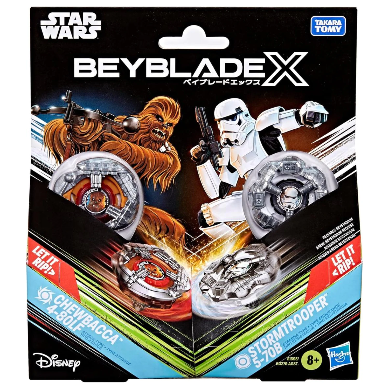 Beyblade X Chewbacca 4-80LF & Stormtrooper 5-70B fotografija izdelka