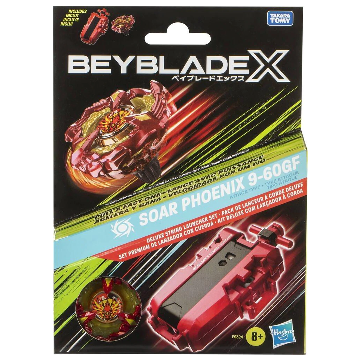 Beyblade X Deluxe zaganjalnik s potegom (String Launcher) komplet fotografija izdelka