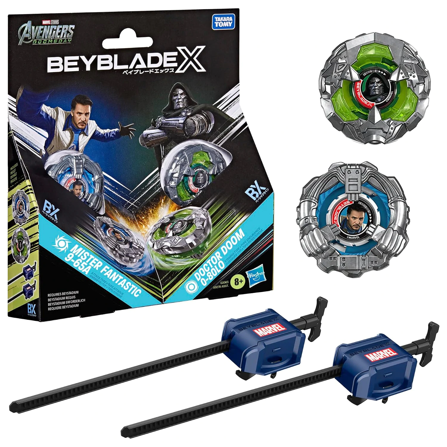 BEYBLADE X Mister Fantastic 9-65A in Doctor Doom 0-80LO fotografija izdelka