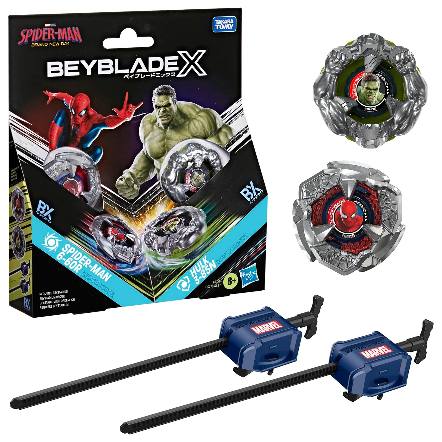 Beyblade X Spider-Man 6-60R in Hulk 3-85N fotografija izdelka