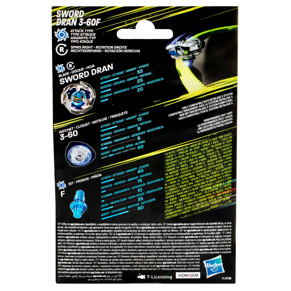 BeybladeX Sword Dran 3-60F igra fotografija izdelka