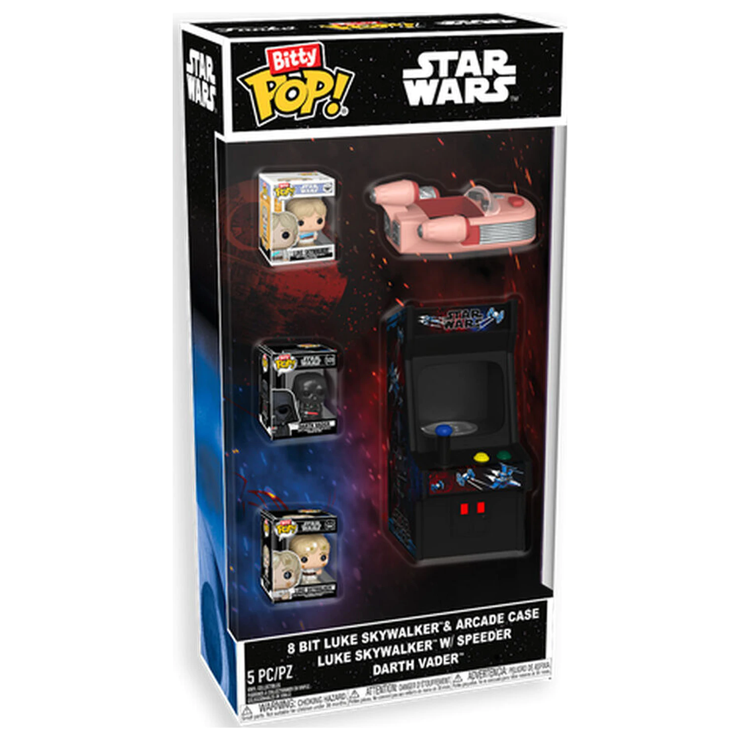 Bitty Funko POP figura Star Wars 8 Bit Luke Skywalker & etui za avtomat fotografija izdelka