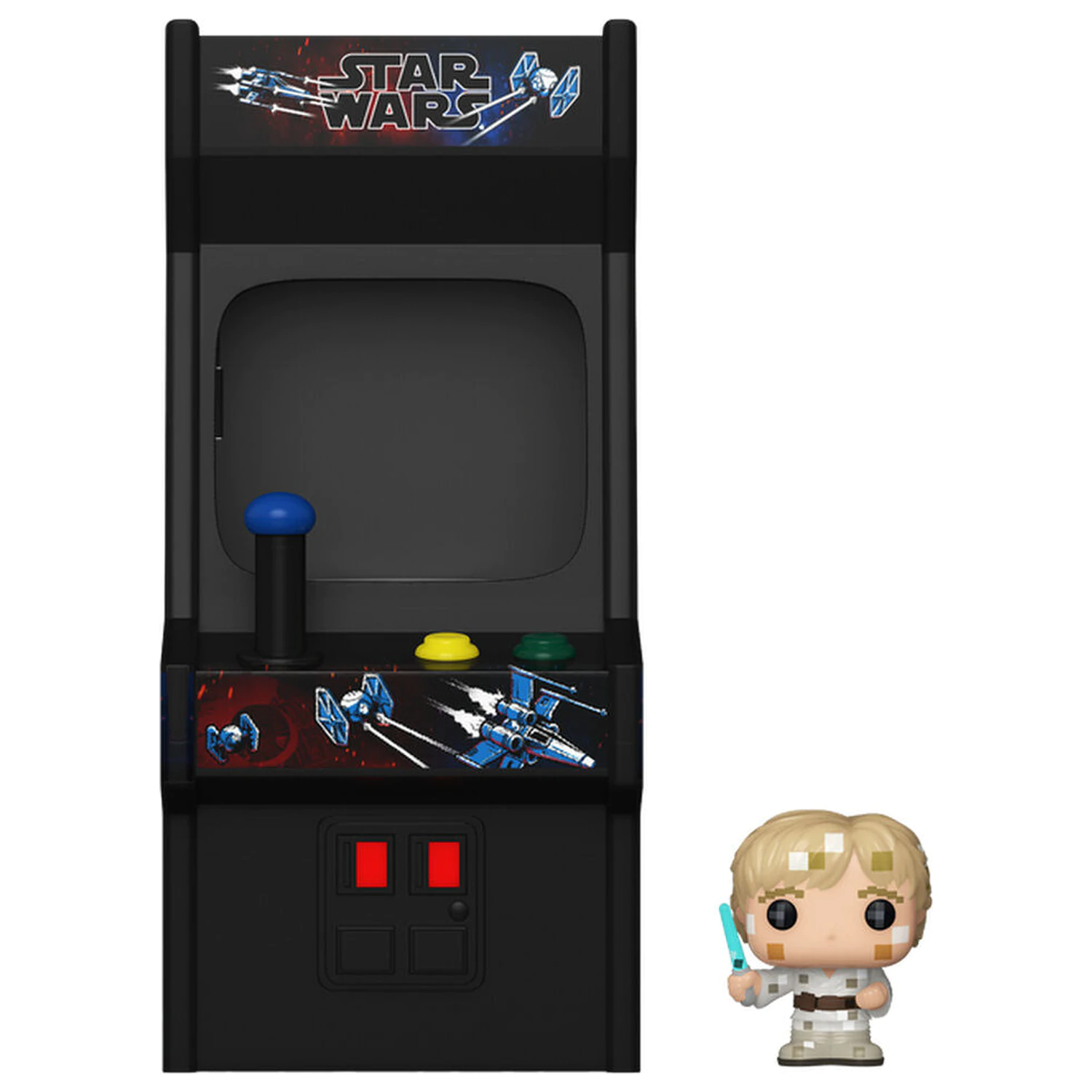 Bitty Funko POP figura Star Wars 8 Bit Luke Skywalker & etui za avtomat fotografija izdelka