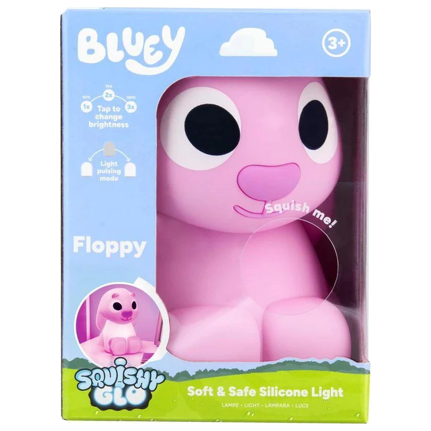 Bluey SquishyGlo Silikonska lahka gibljiva polnilna igrača fotografija izdelka