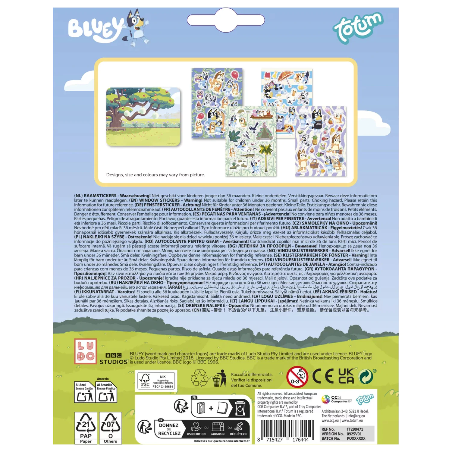 Bluey poletni set statičnih nalepk za okno fotografija izdelka