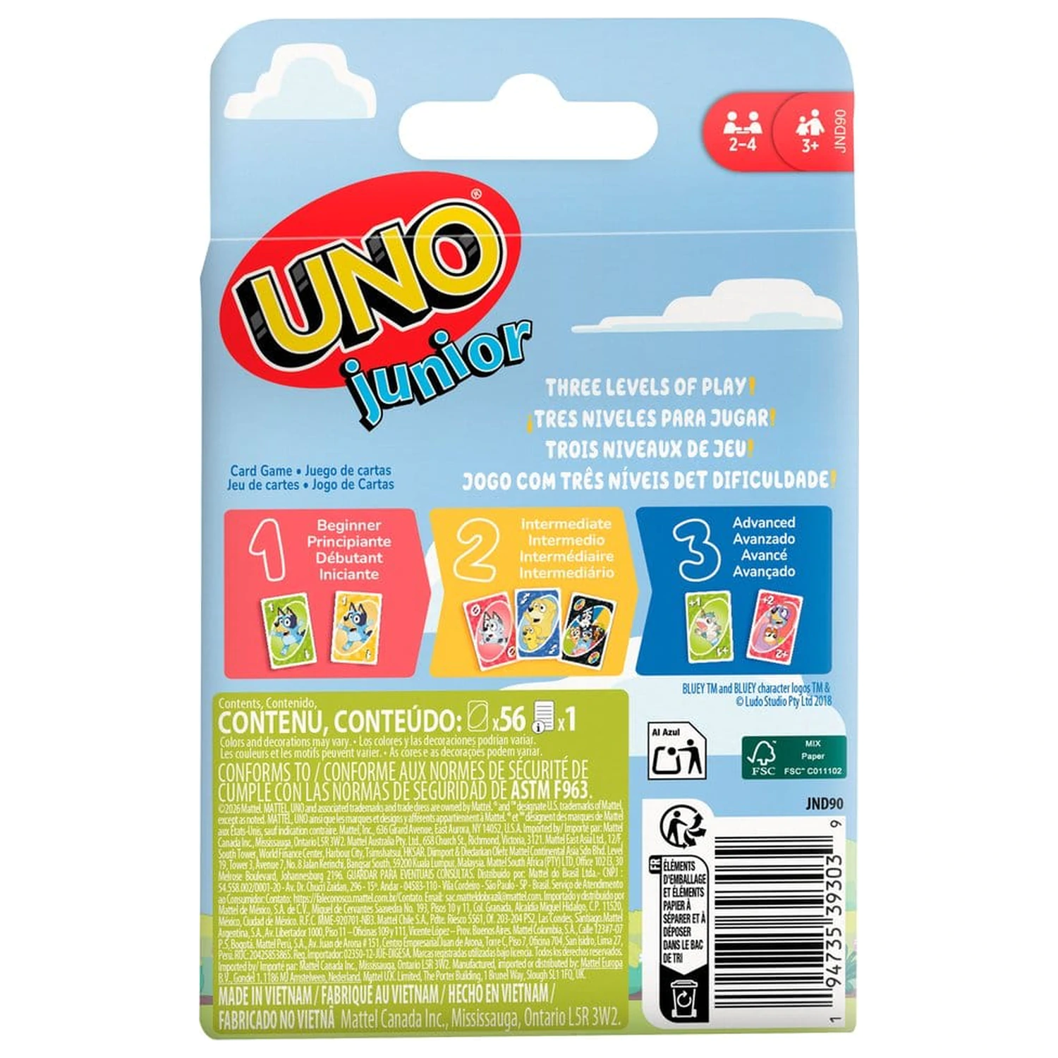 Bluey UNO Junior igra s kartami fotografija izdelka