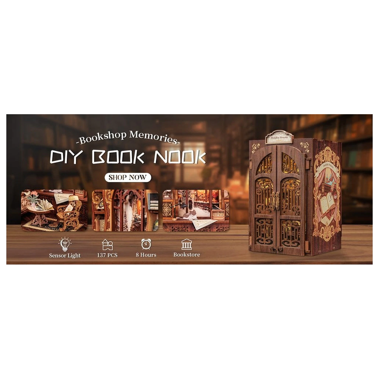 Book Nook Bookshop Memories 17 x 10 cm fotografija izdelka