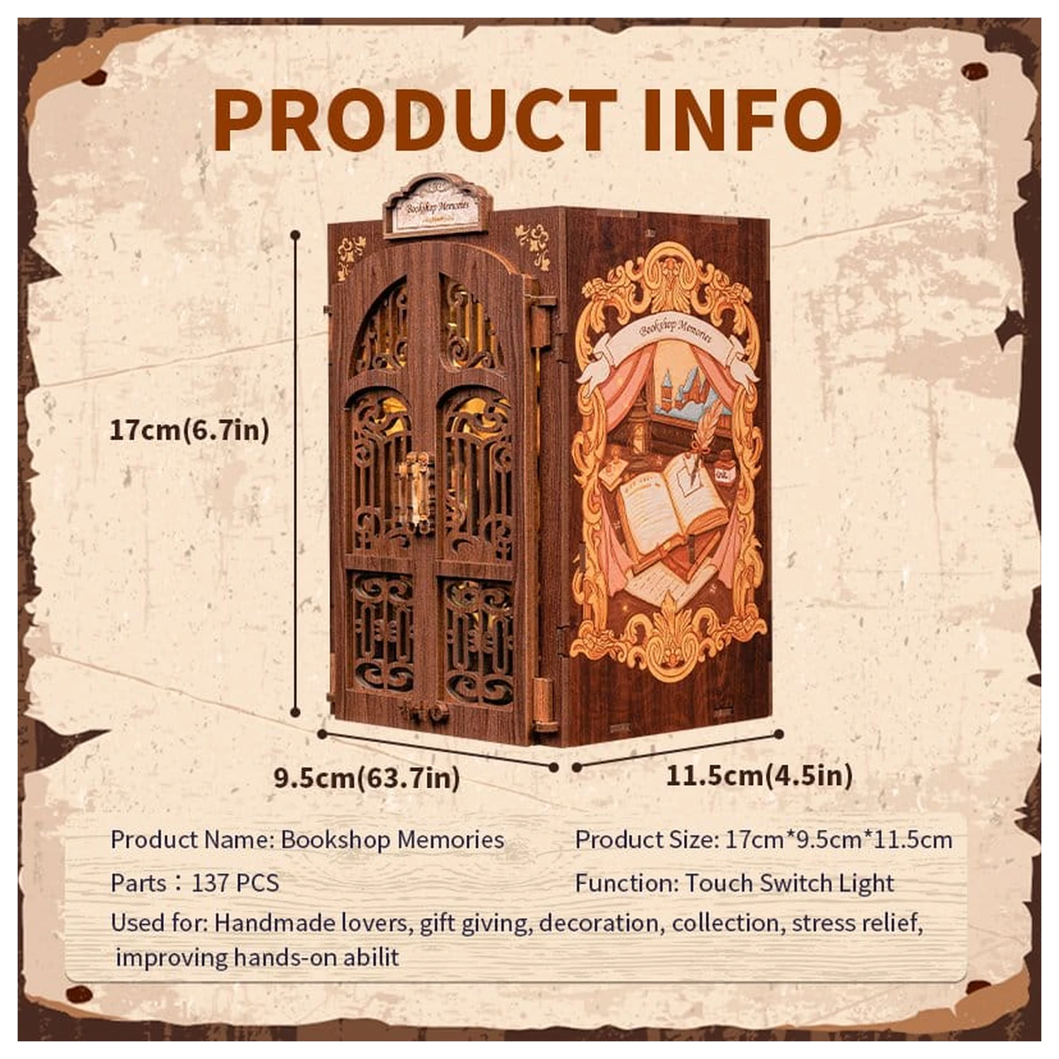 Book Nook Bookshop Memories 17 x 10 cm fotografija izdelka