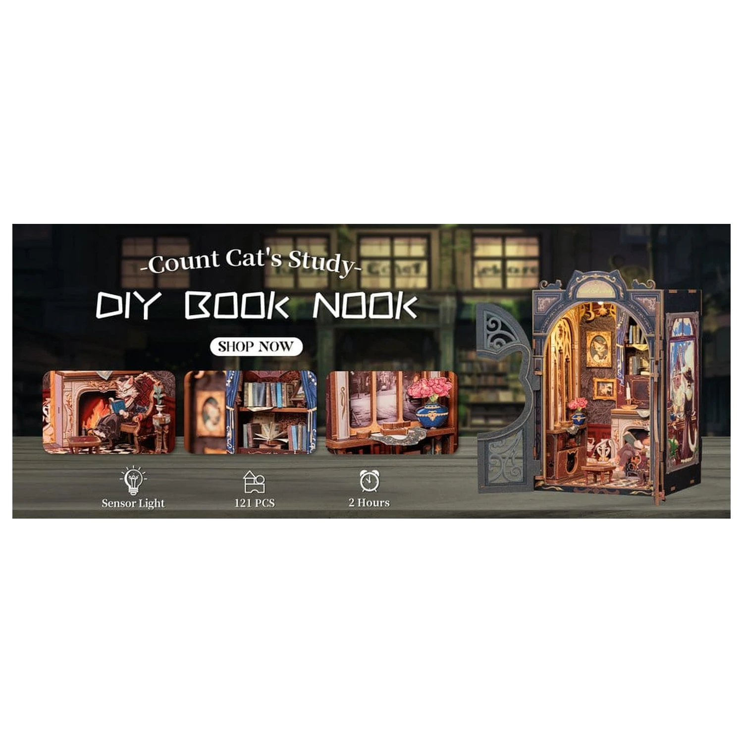 Book Nook Count Cat´s Study 17 x 12 cm fotografija izdelka