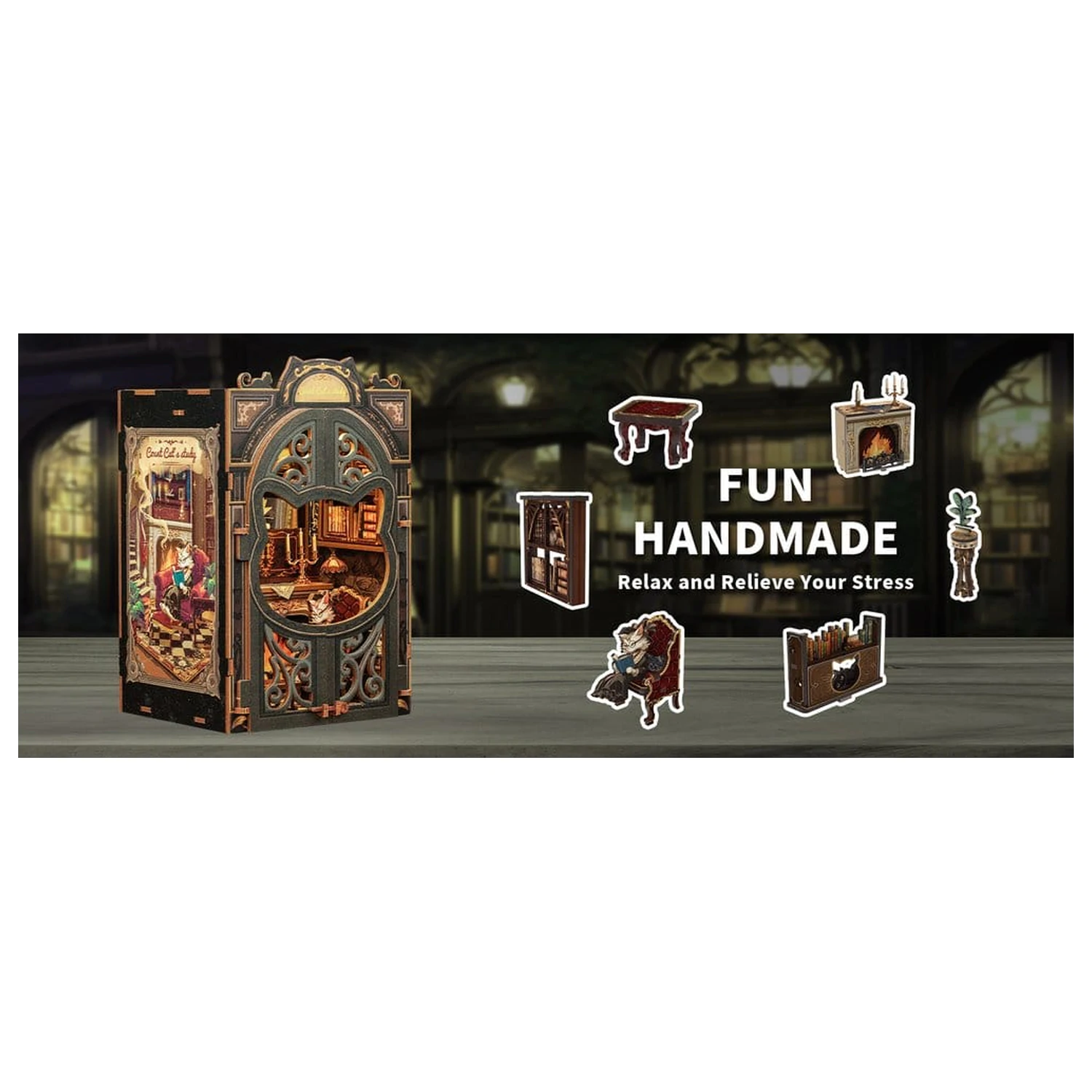 Book Nook Count Cat´s Study 17 x 12 cm fotografija izdelka