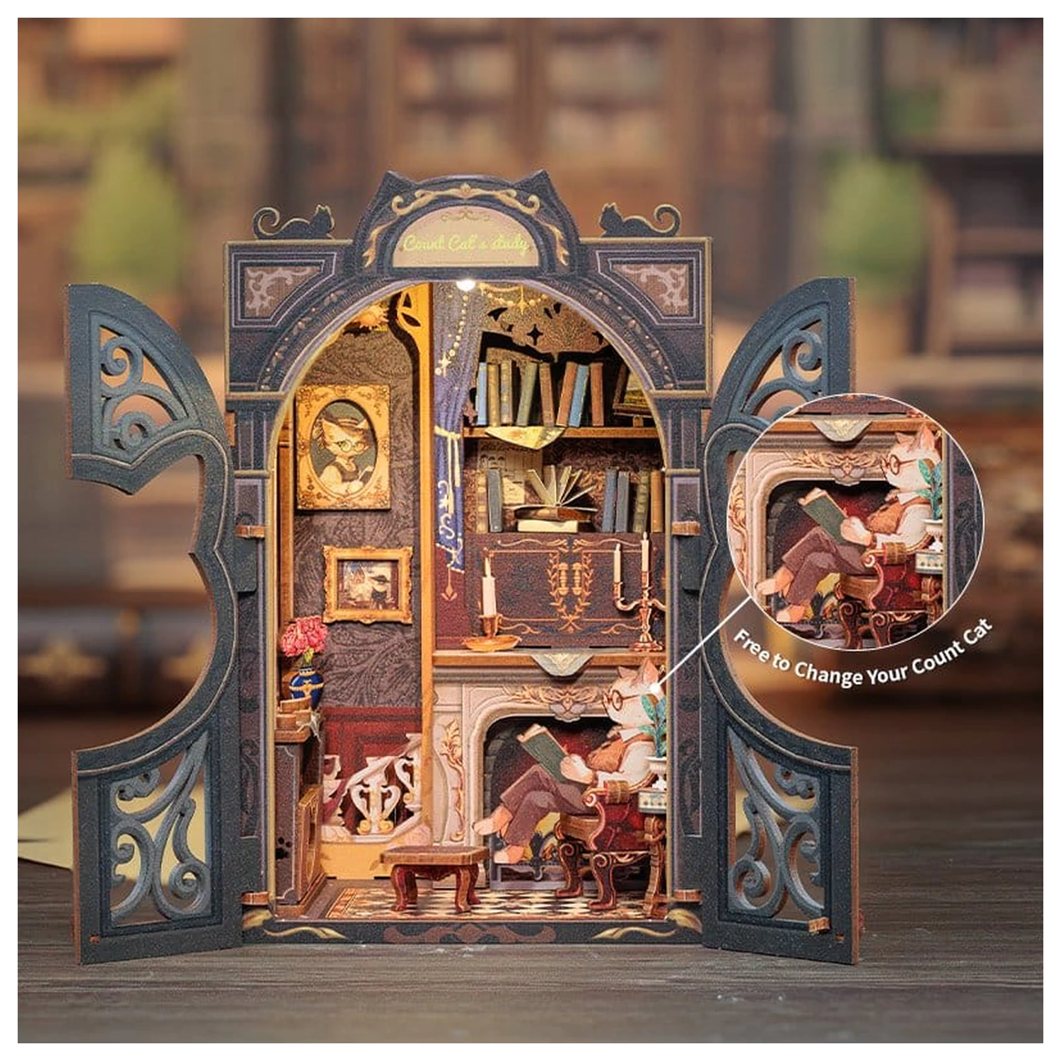 Book Nook Count Cat´s Study 17 x 12 cm fotografija izdelka