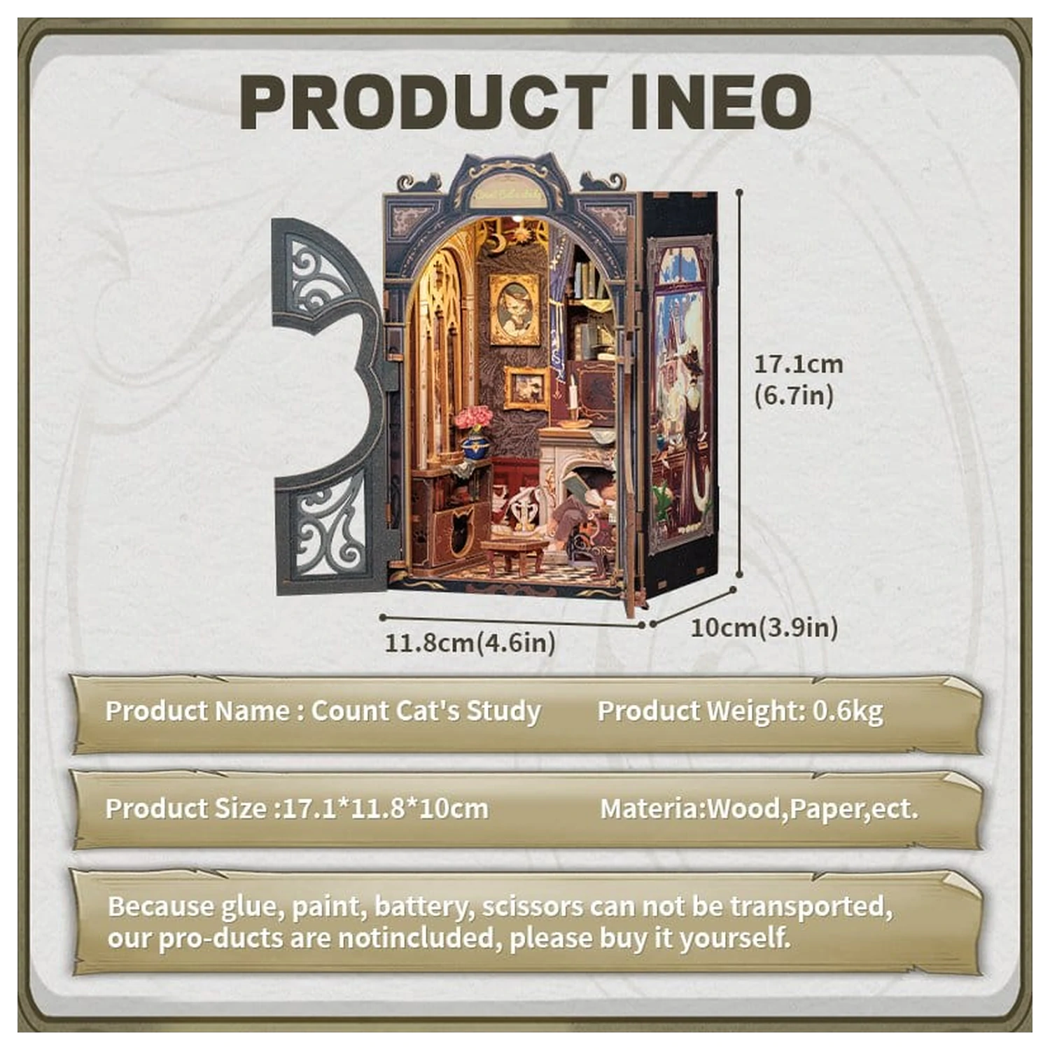 Book Nook Count Cat´s Study 17 x 12 cm fotografija izdelka