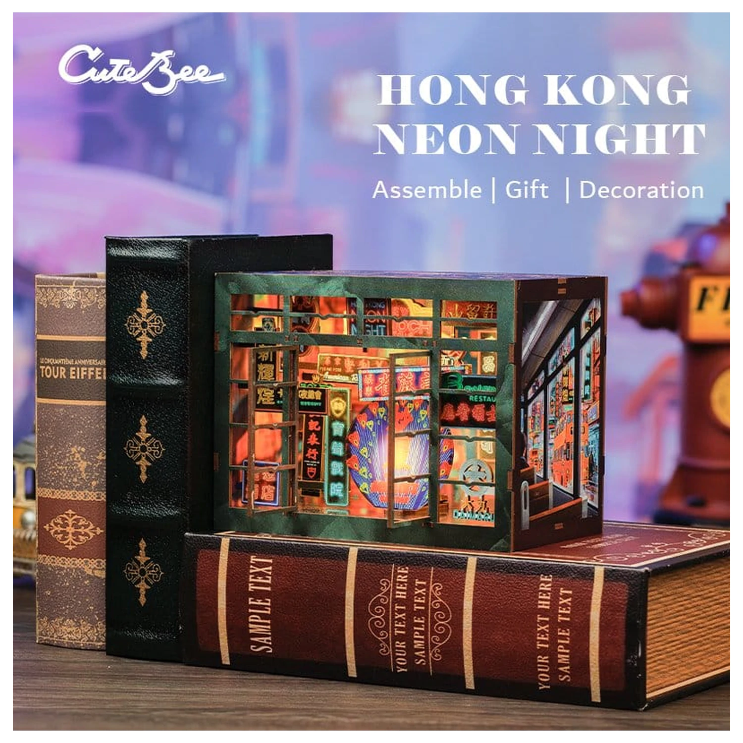 Book Nook Hong Kong Neonska luč 13 x 17 cm fotografija izdelka