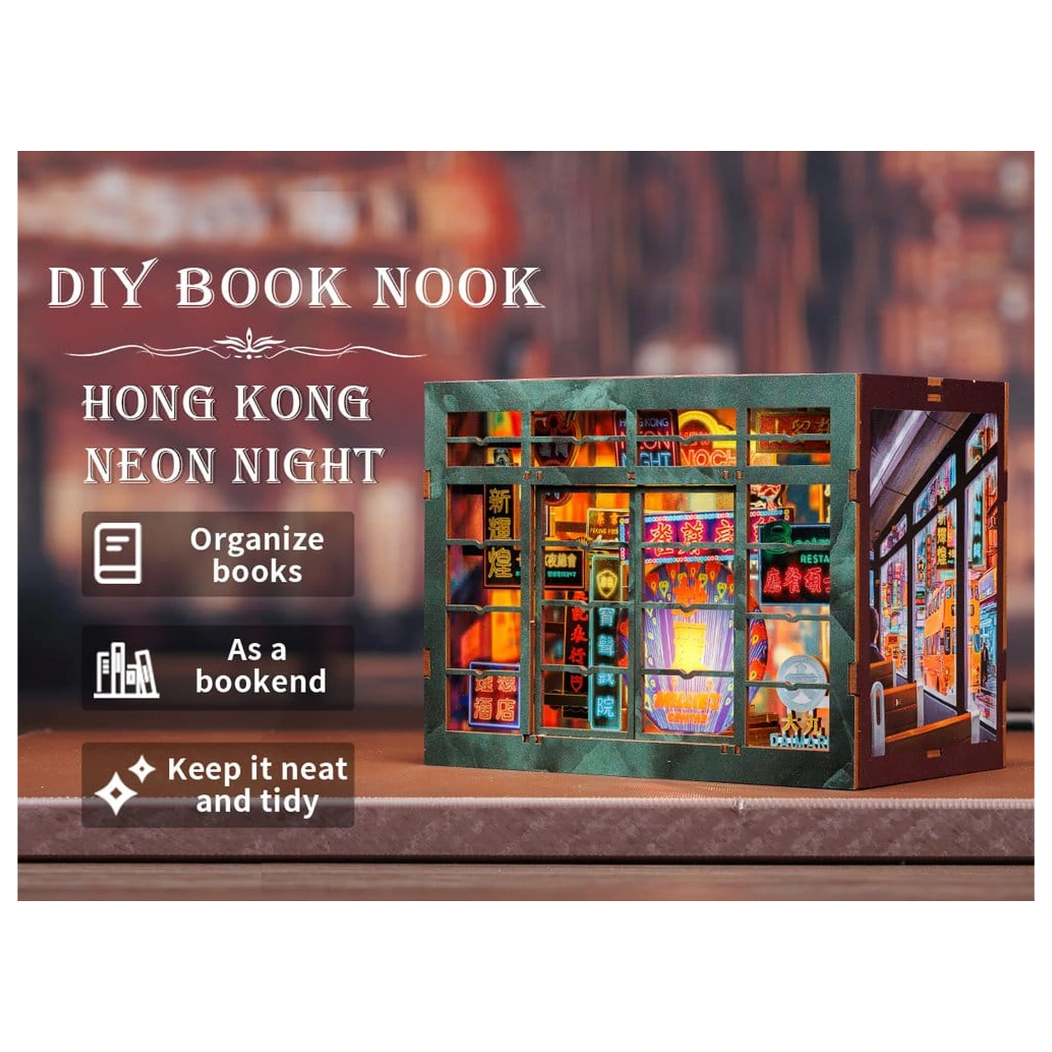 Book Nook Hong Kong Neonska luč 13 x 17 cm fotografija izdelka