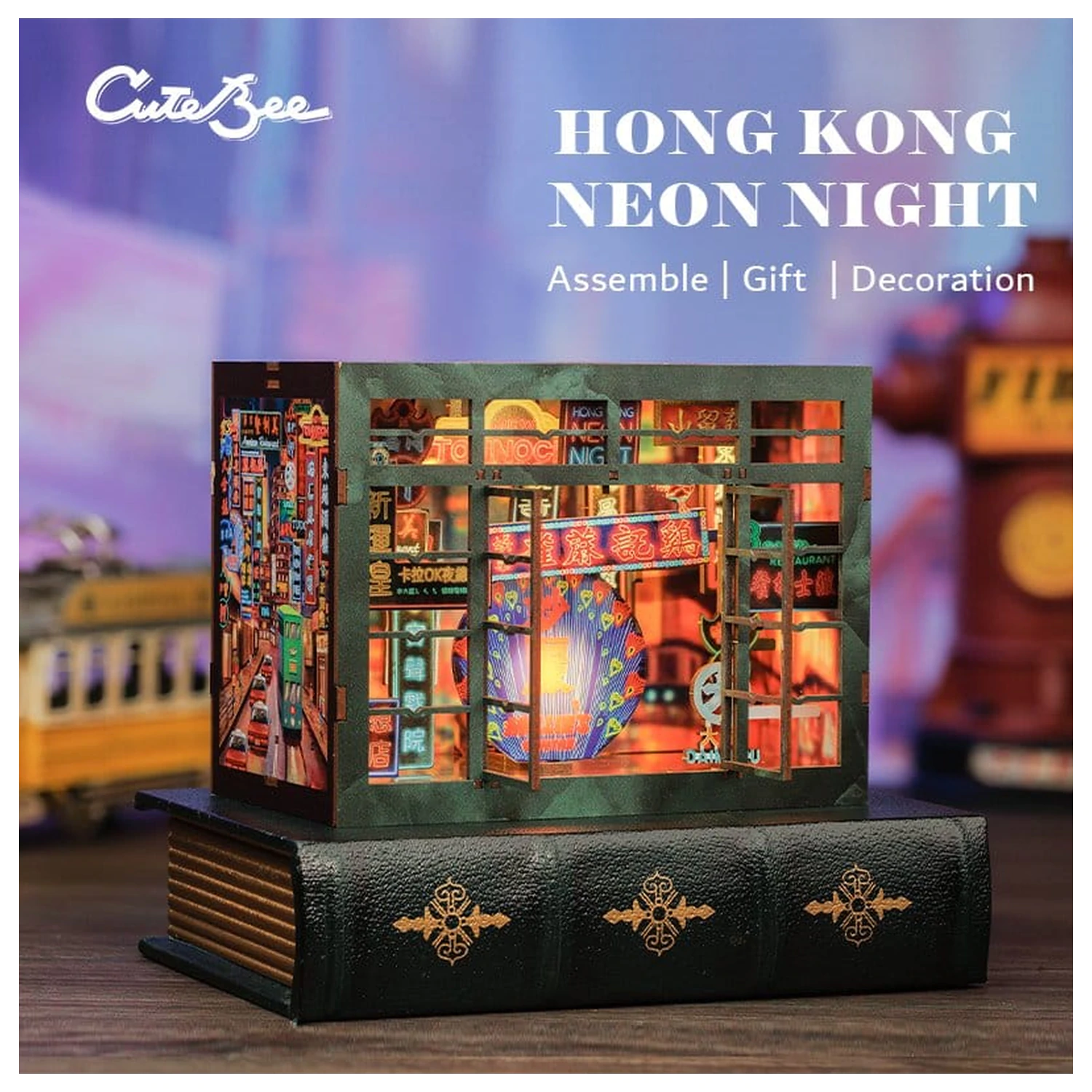 Book Nook Hong Kong Neonska luč 13 x 17 cm fotografija izdelka