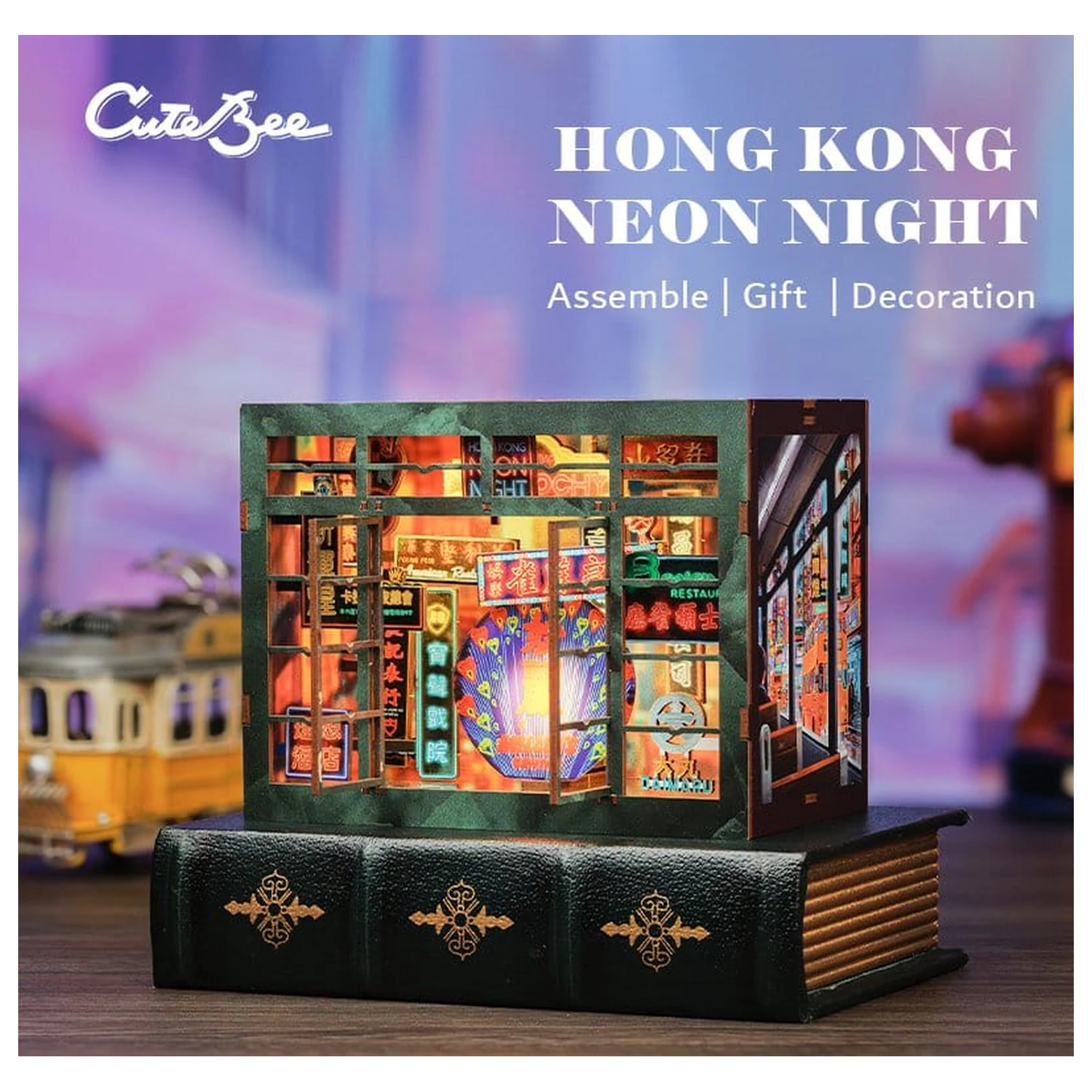 Book Nook Hong Kong Neonska luč 13 x 17 cm fotografija izdelka