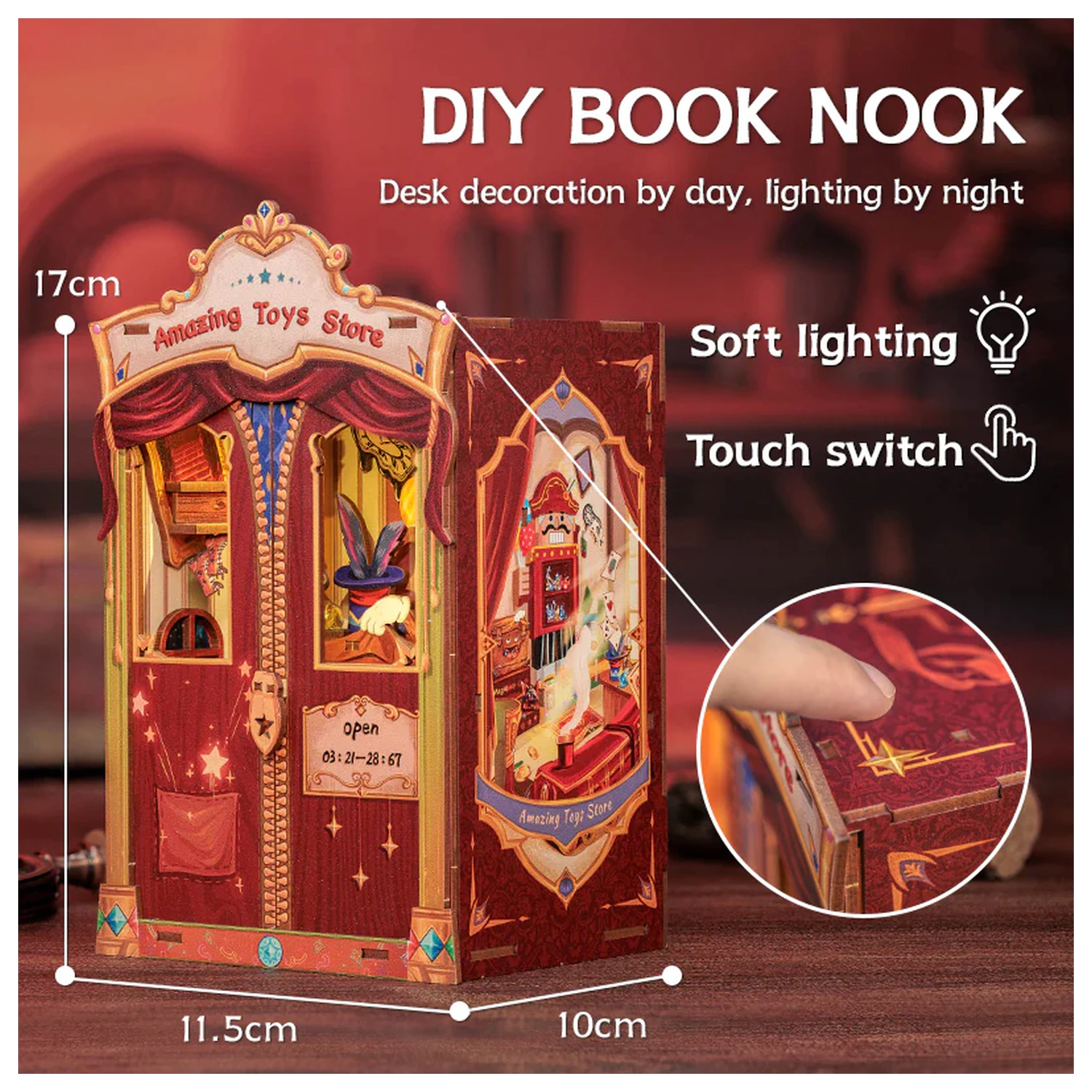 Komplet Book Nook DIY Neverjetna Trgovina Igrač 107 kos + LED Lučka fotografija izdelka