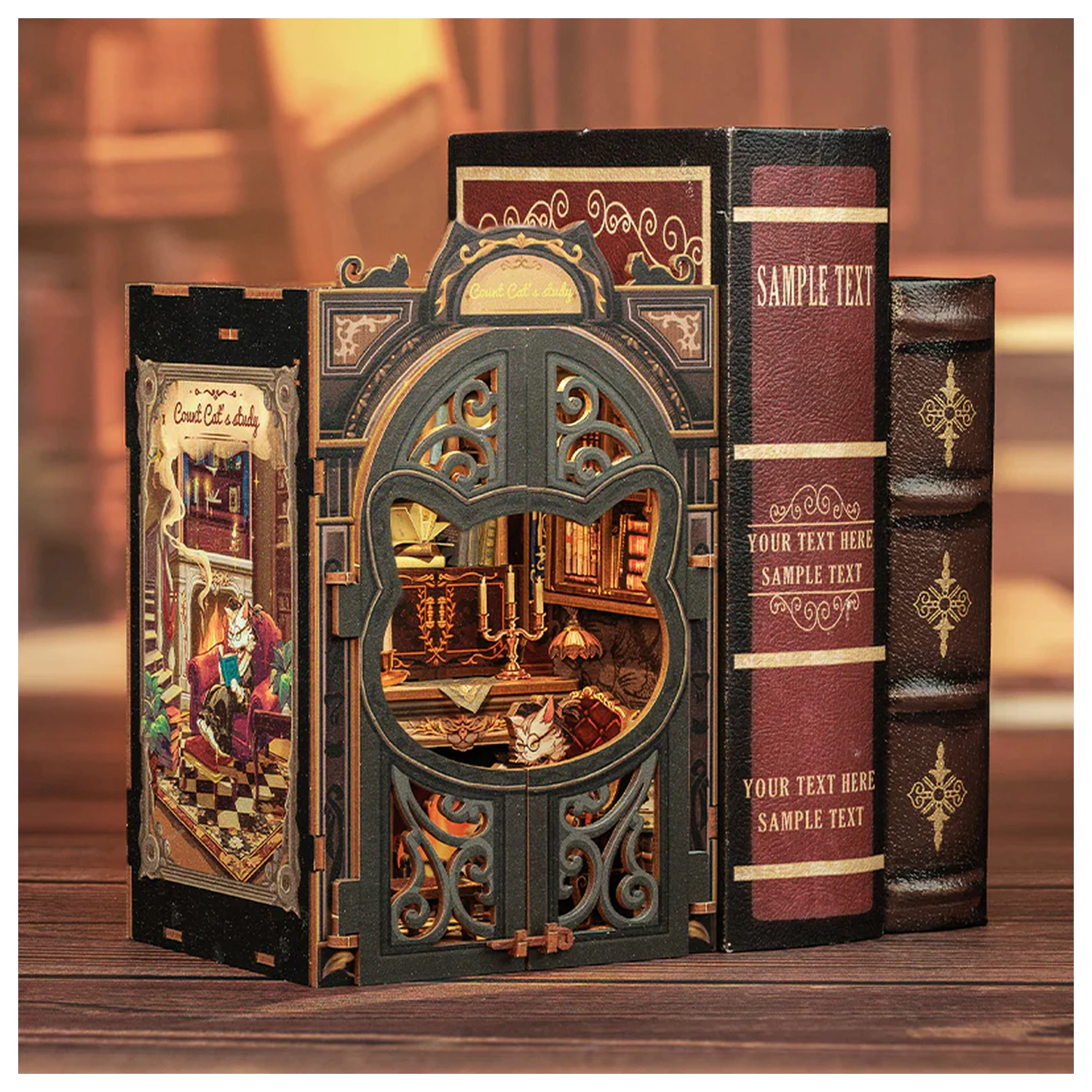 KOMPLET ZA KNJIŽNI KOTIČEK Naredi sam Študija mačke Count Cat's Study 108 kosov + LED lučka fotografija izdelka