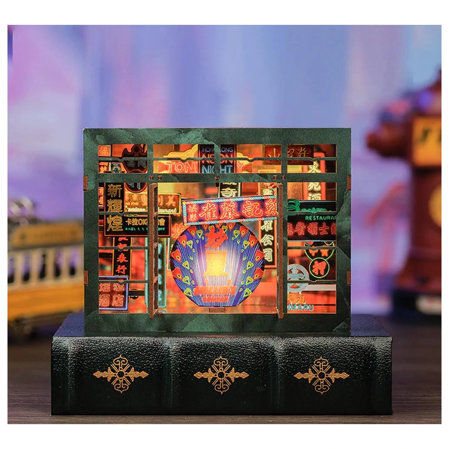 BOOK NOOK KIT DIY Hong Kong neon lučka 49 kos + LED lučka fotografija izdelka