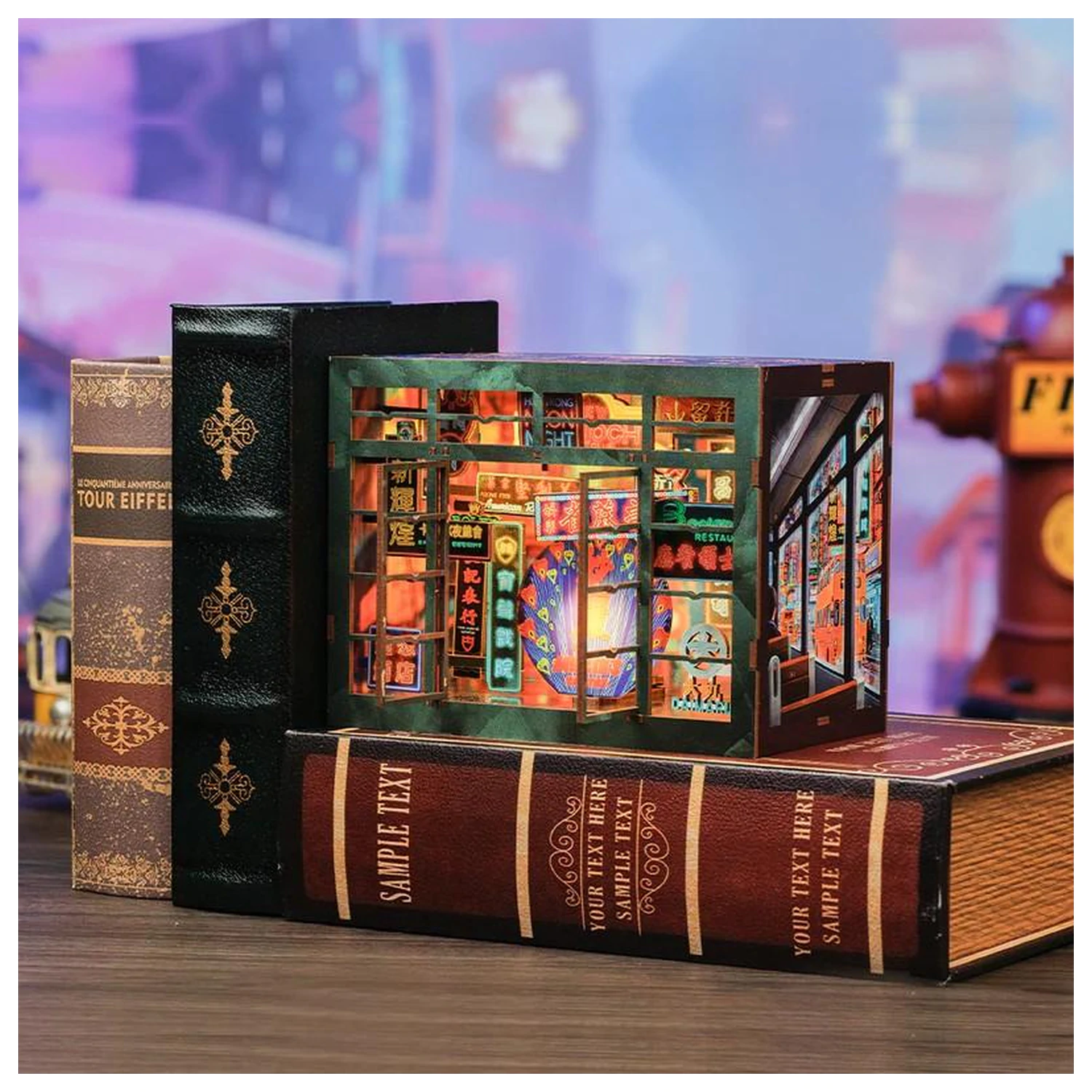 BOOK NOOK KIT DIY Hong Kong neon lučka 49 kos + LED lučka fotografija izdelka
