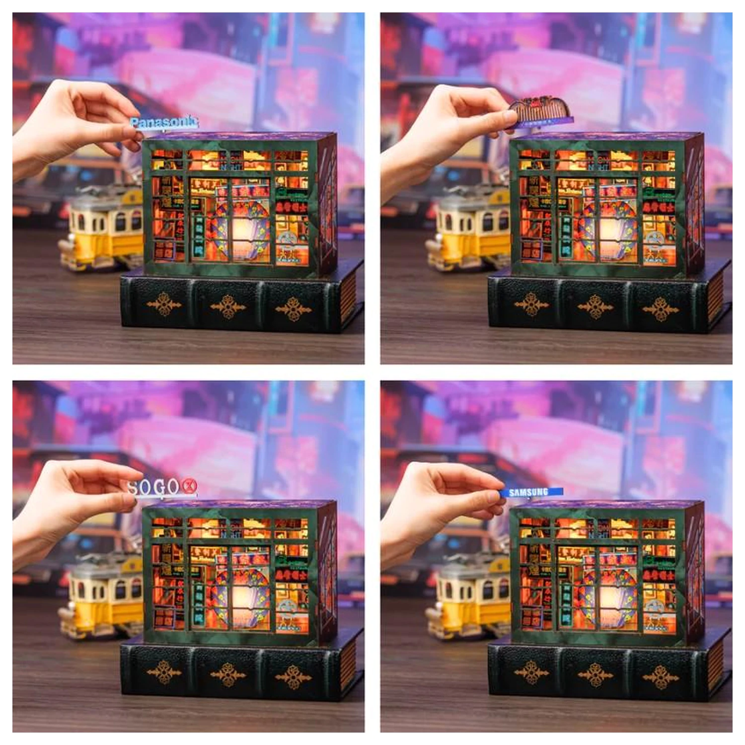 BOOK NOOK KIT DIY Hong Kong neon lučka 49 kos + LED lučka fotografija izdelka