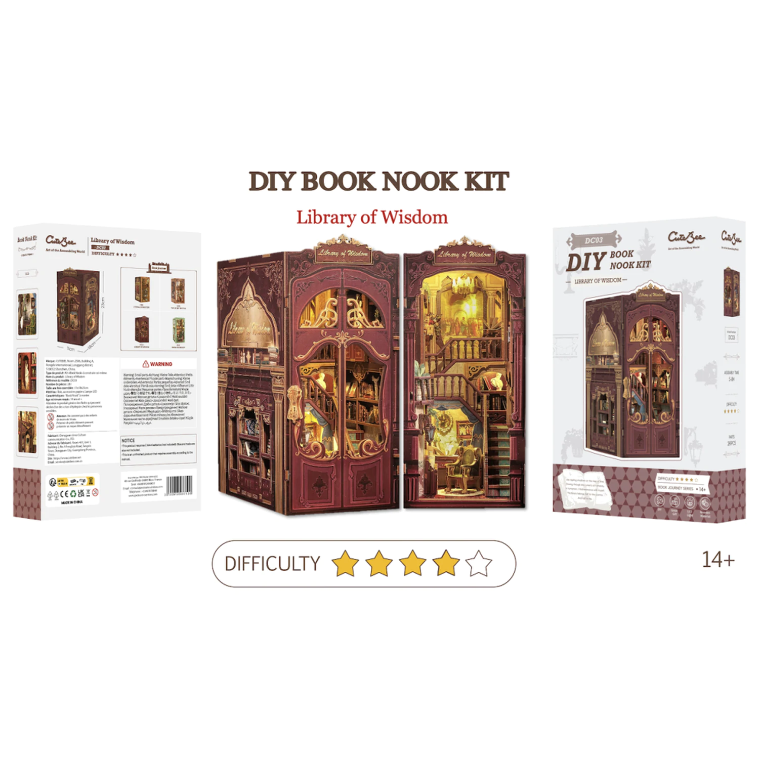 BOOK NOOK KIT DIY knjižnica modrosti 281 kos + LED lučka komplet za sestavljanje fotografija izdelka
