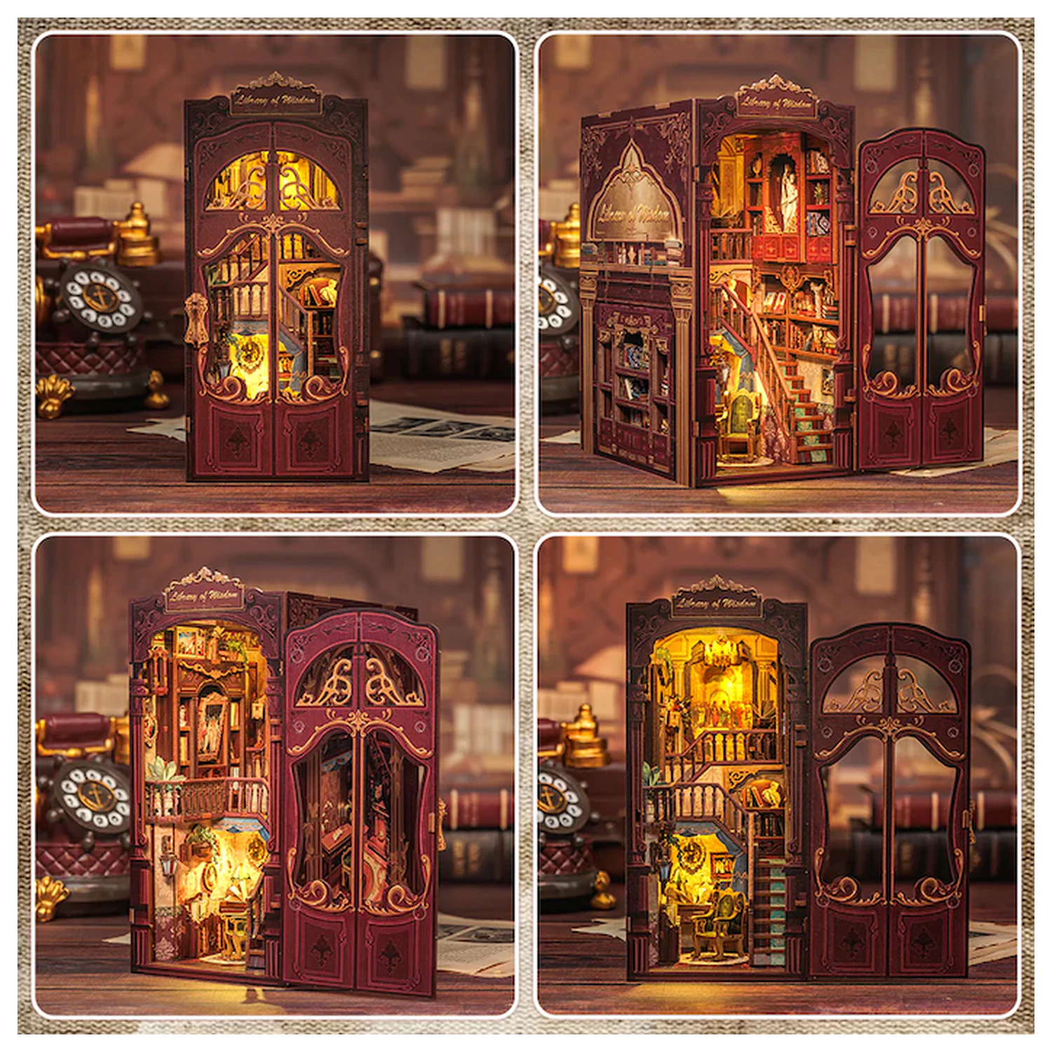 BOOK NOOK KIT DIY knjižnica modrosti 281 kos + LED lučka komplet za sestavljanje fotografija izdelka