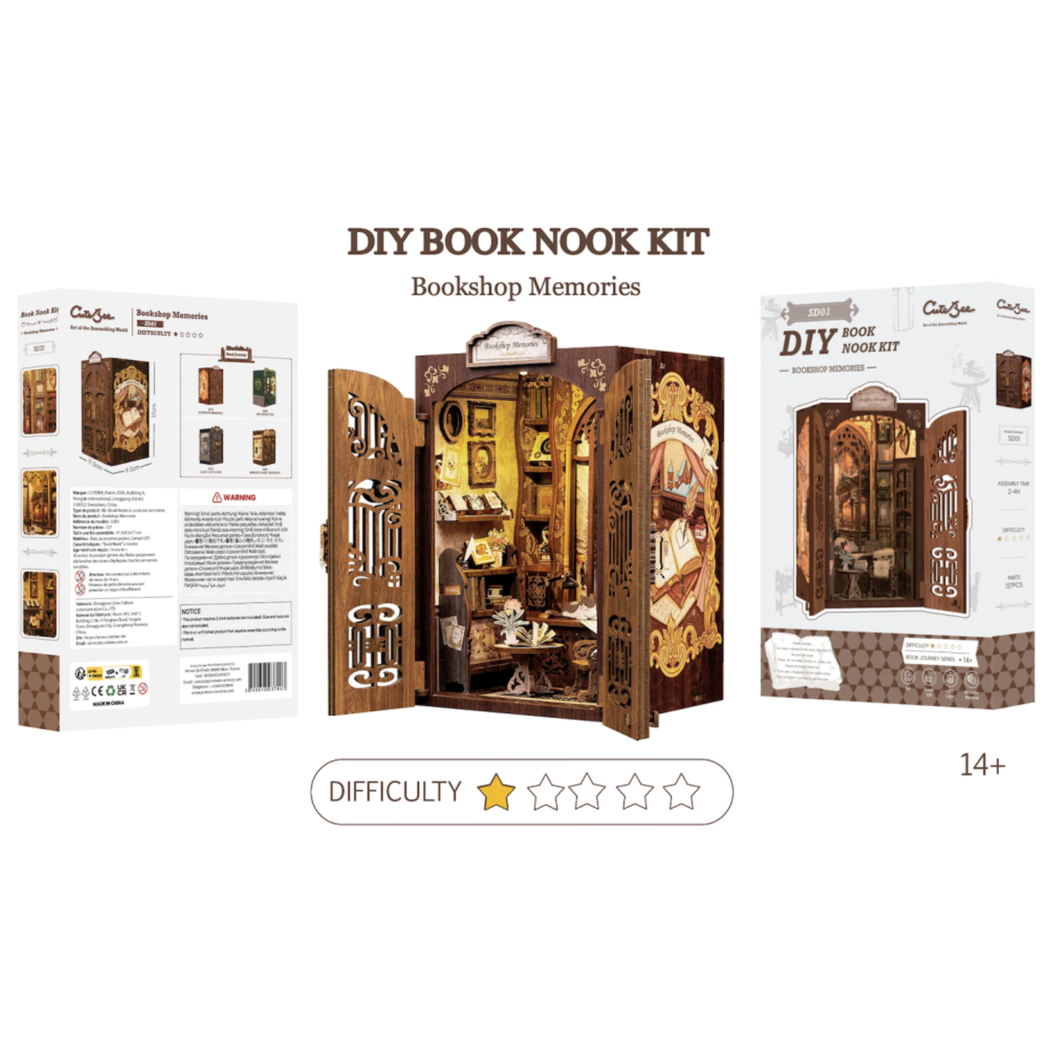BOOK NOOK KIT DIY Memories Bookshop 127 db + LED Light komplet za sestavljanje fotografija izdelka