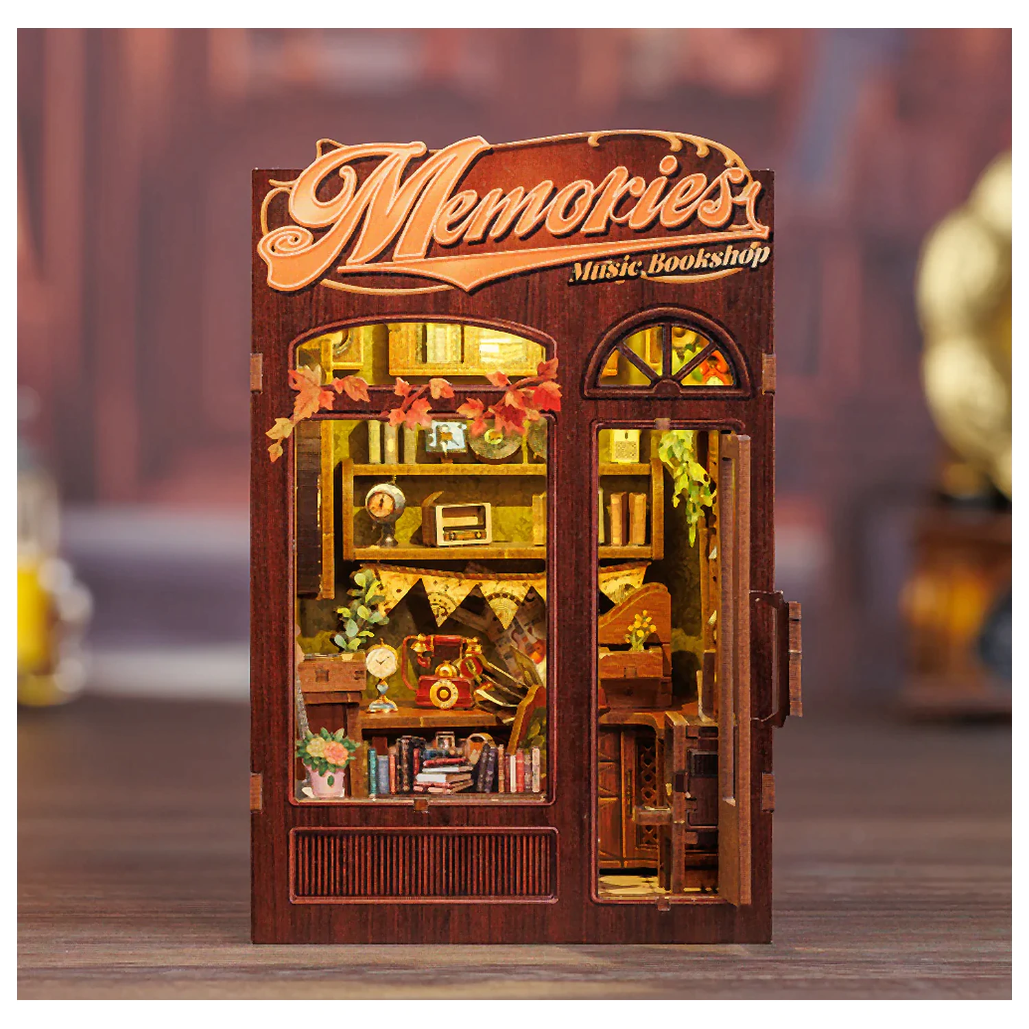 BOOK NOOK KOMPLET DIY Spomini Glasba Knjigarna 136 kosov + LED Lučka konstrukcijski set fotografija izdelka