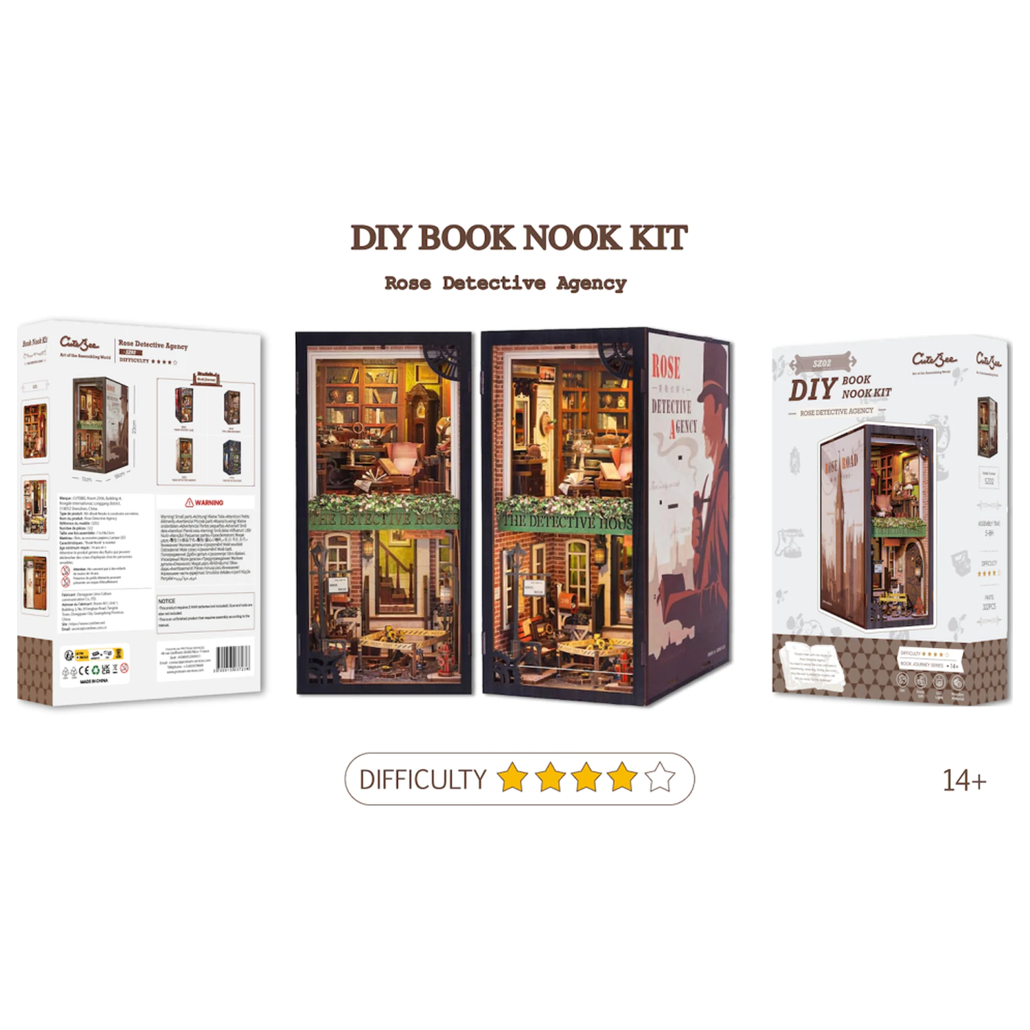BOOK NOOK KIT DIY Rose Detective Agency 322 kos + LED Light set za sestavljanje fotografija izdelka