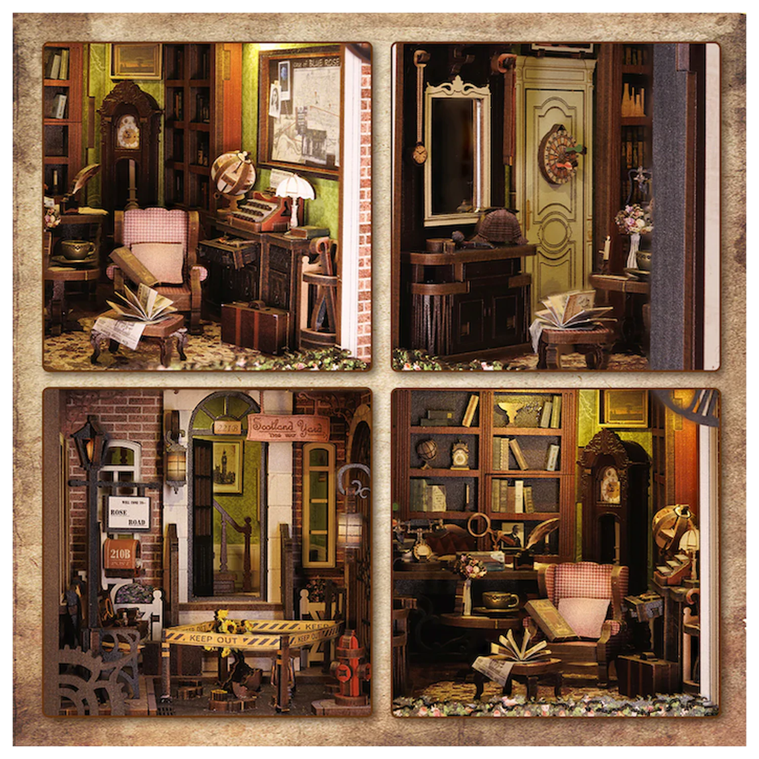 BOOK NOOK KIT DIY Rose Detective Agency 322 kos + LED Light set za sestavljanje fotografija izdelka