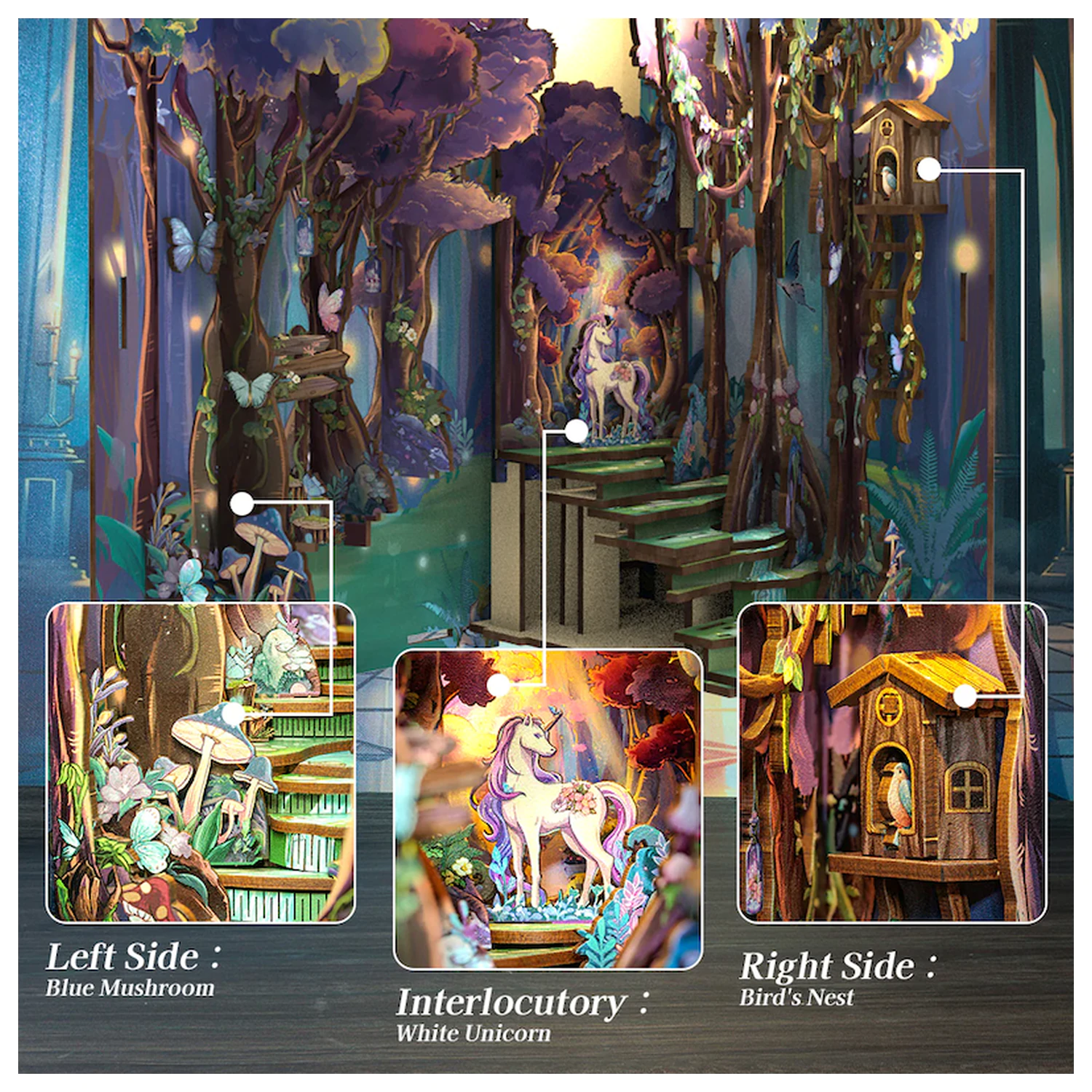 Book Nook Komplet DIY The Grace of the Forest 89 kosov + LED Lučka fotografija izdelka