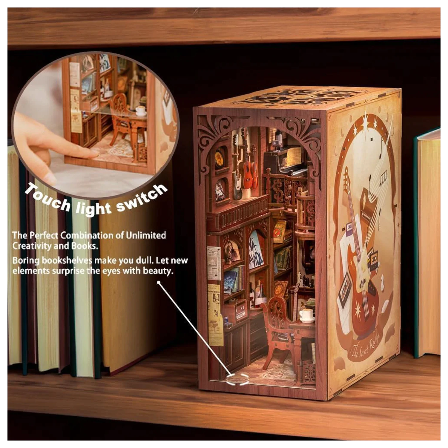 BOOK NOOK KIT DIY The Secret Rhythm 355 kosov + LED Lučka fotografija izdelka