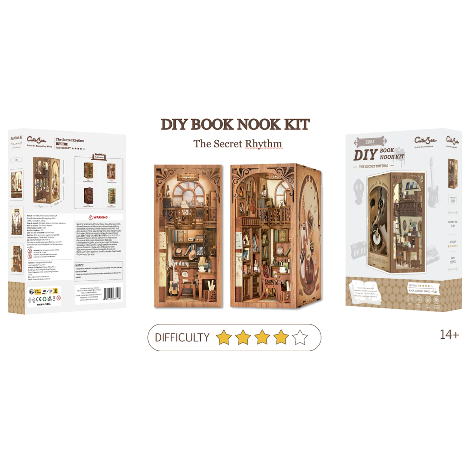 BOOK NOOK KIT DIY The Secret Rhythm 355 kosov + LED Lučka fotografija izdelka