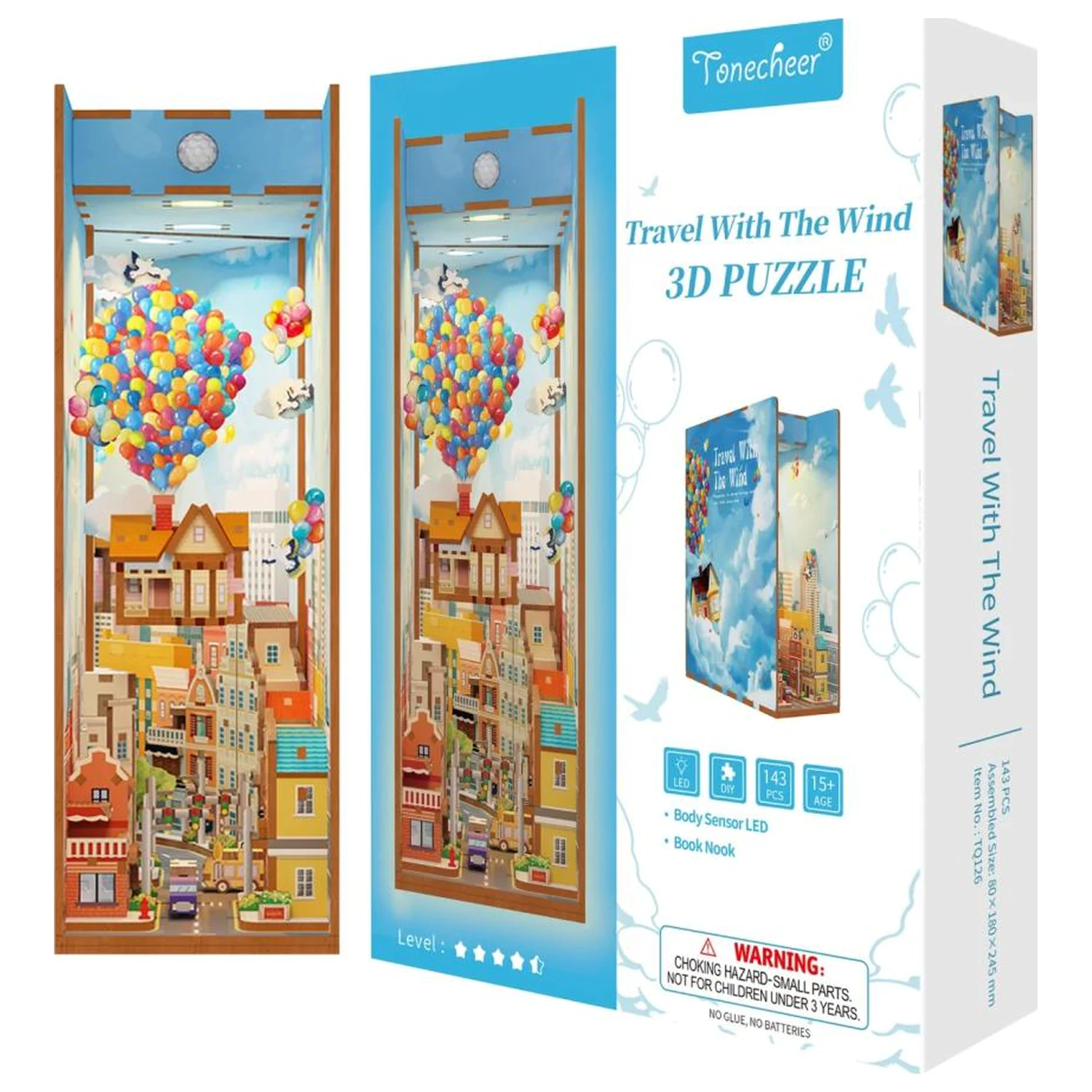 BOOK NOOK KIT DIY - Travel with the Wind 143 kosov + LED Lučka fotografija izdelka