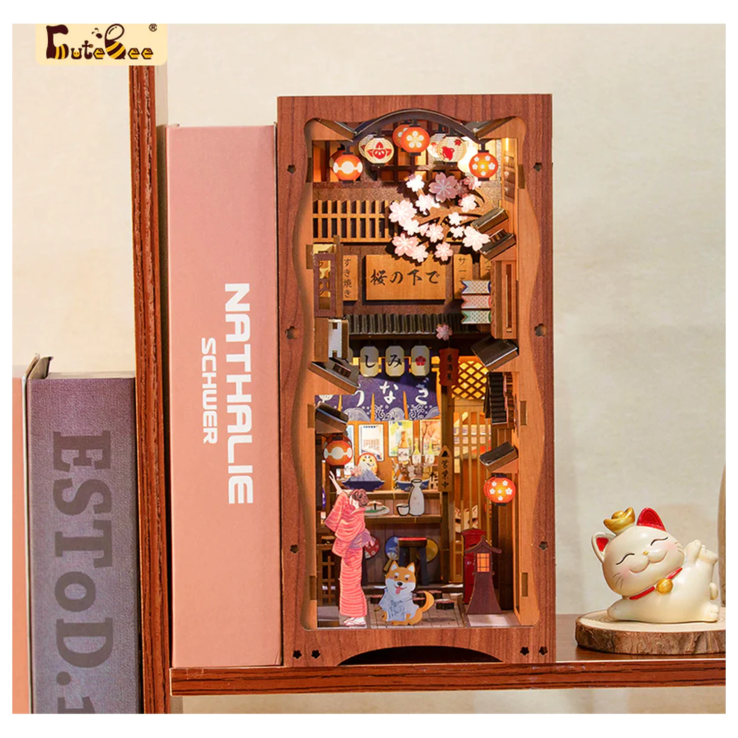 Komplet Book Nook KIT DIY Under the Sakura Tree 214 kosov + LED Luči konstrukcijski set fotografija izdelka