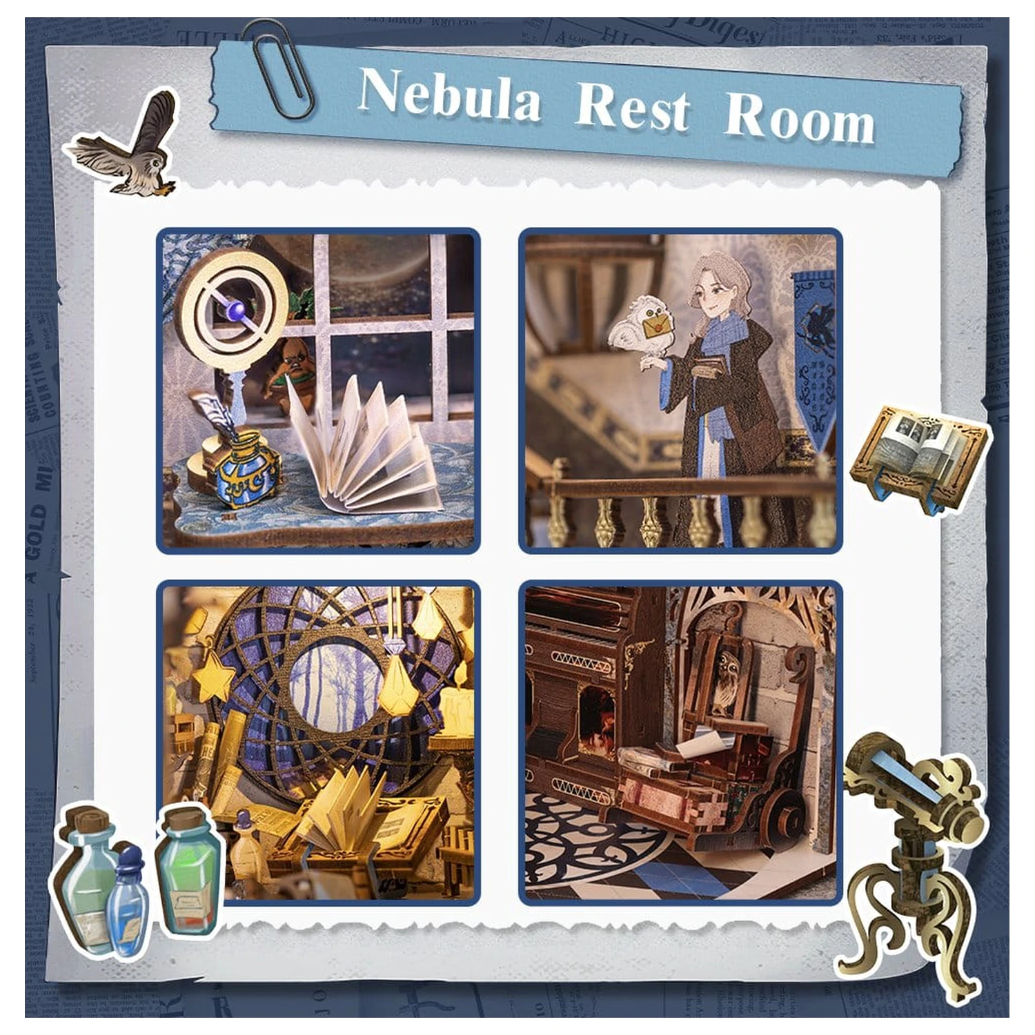 Book Nook Nebula Common Room 23 x 11 centimetrov fotografija izdelka