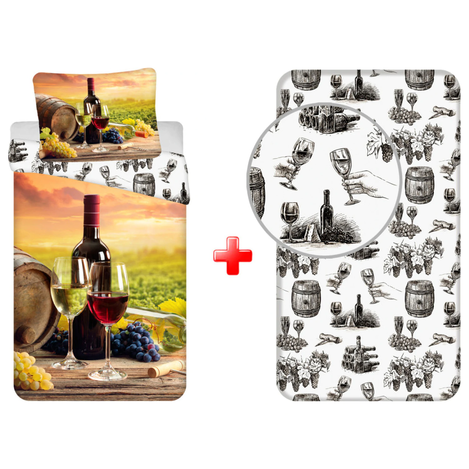 Wine Tasting komplet prevleke za odejo in rjuh fotografija izdelka