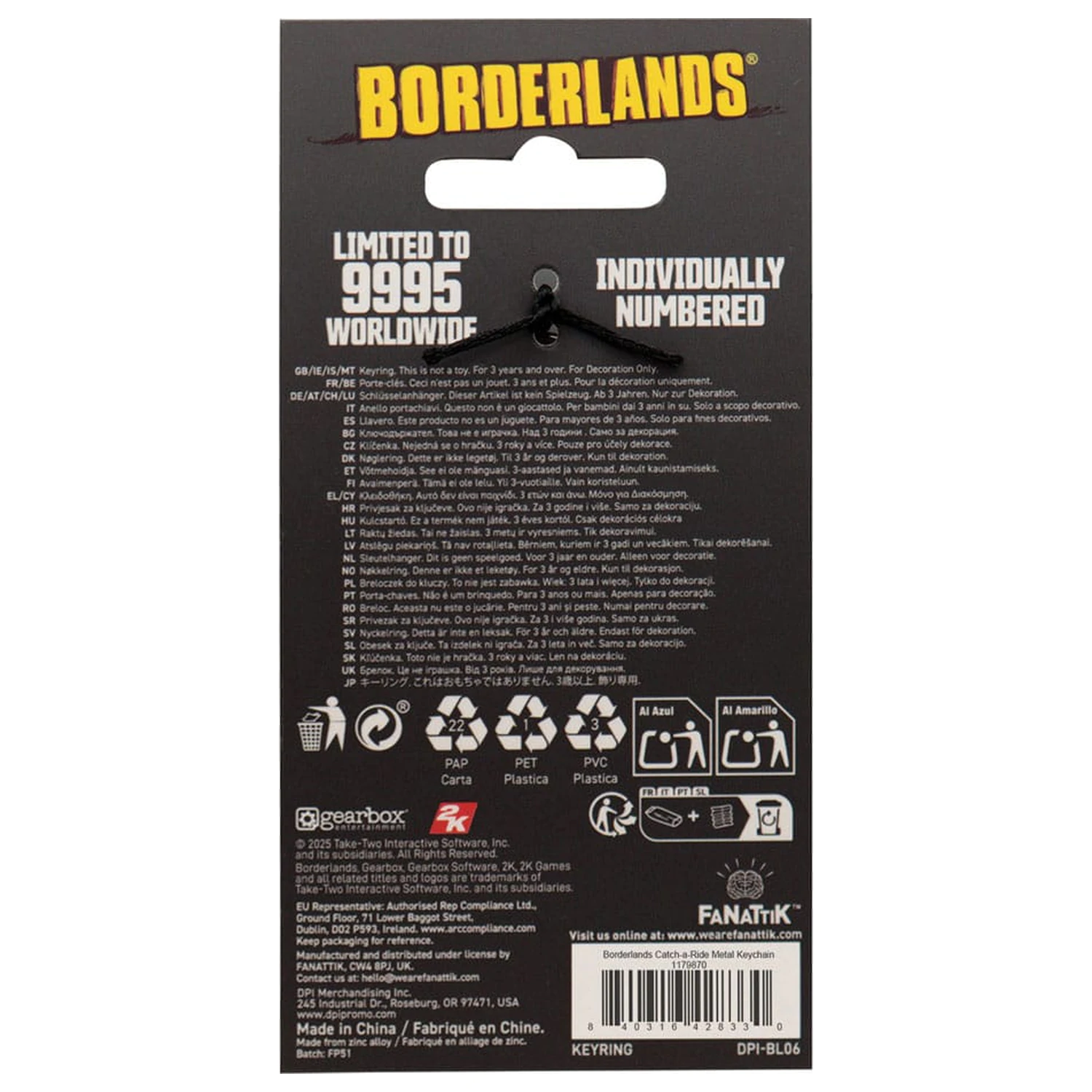 Borderlands obesek za ključe Catch-A-Ride Limited Edition fotografija izdelka