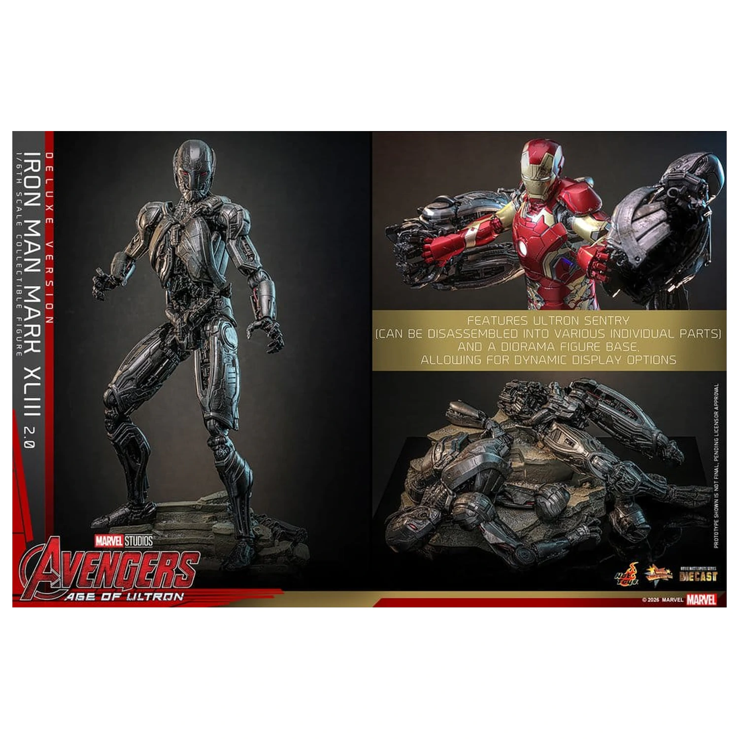 Avengers: Age of Ultron Movie Masterpiece Diecast akcijska figura 1/6 Iron Man Mark XLIII (2.0) (Deluxe različica) 32 cm fotografija izdelka