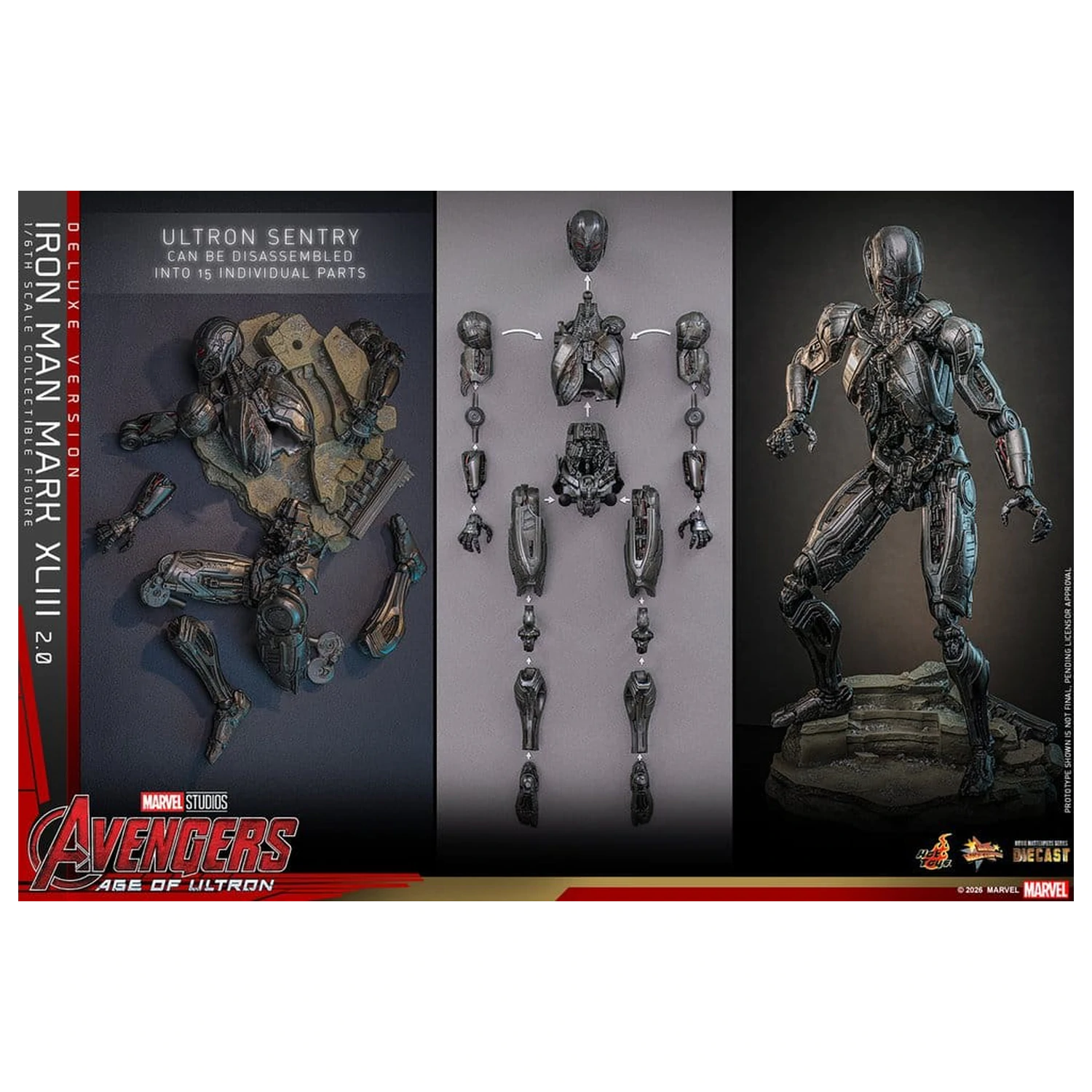 Avengers: Age of Ultron Movie Masterpiece Diecast akcijska figura 1/6 Iron Man Mark XLIII (2.0) (Deluxe različica) 32 cm fotografija izdelka