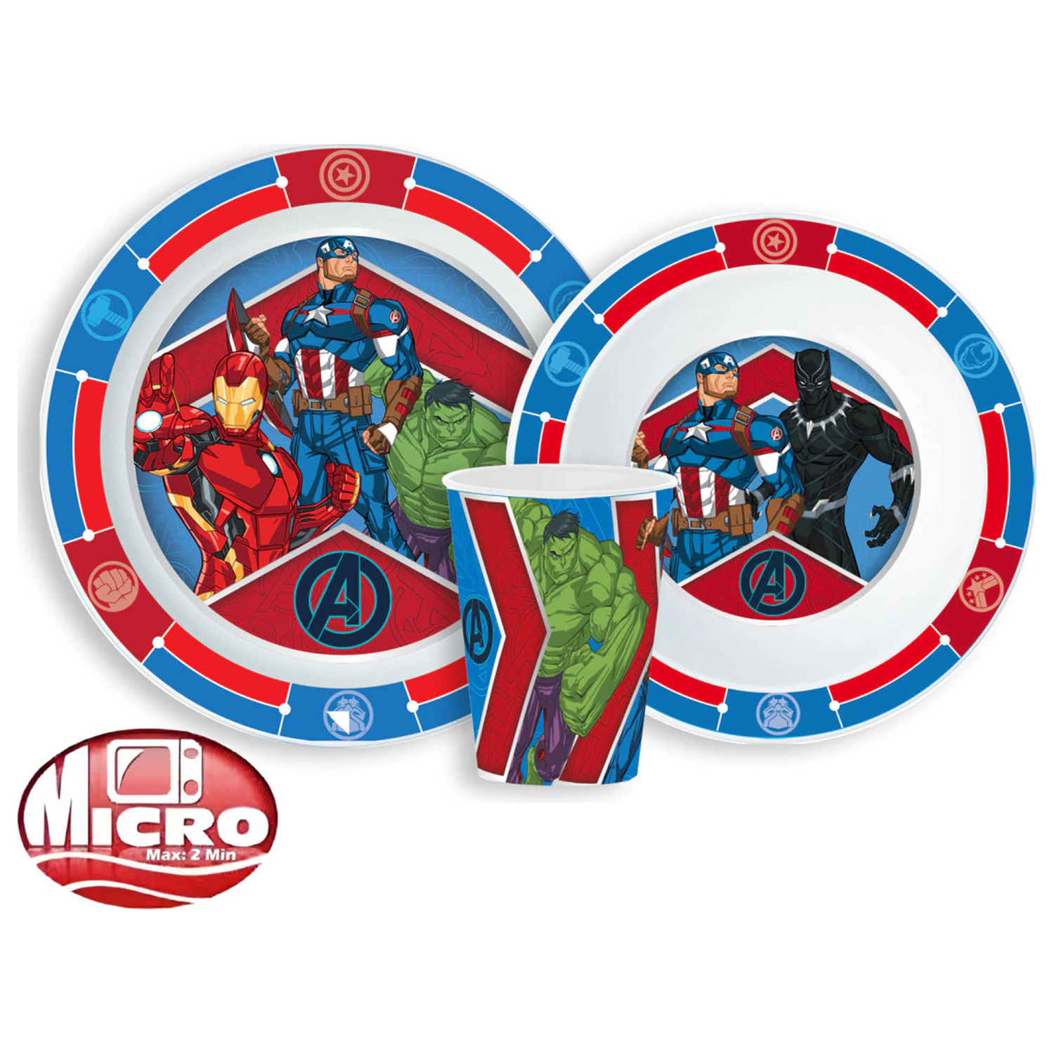 Avengers Army Set za večerjo, mikroplastičen komplet, s kozarcem 260 ml fotografija izdelka