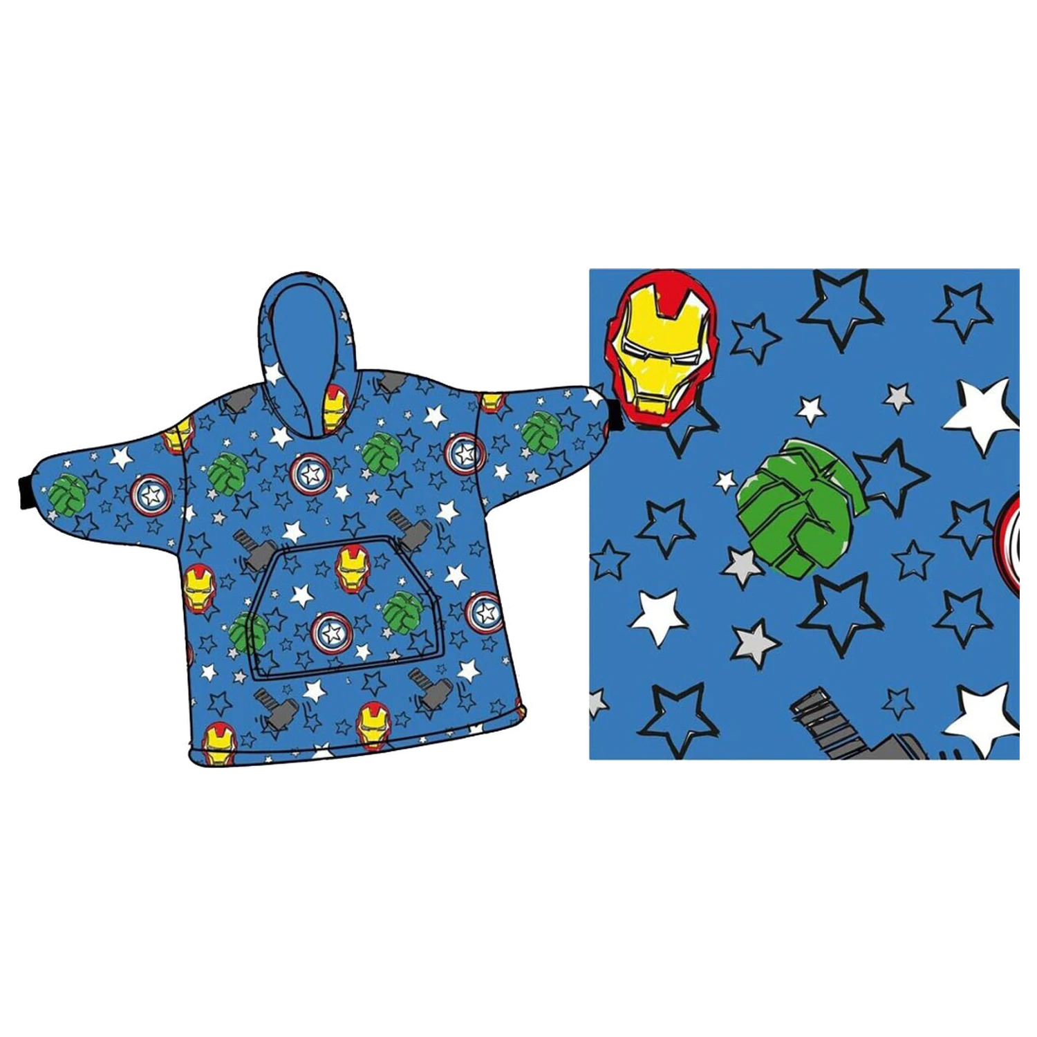 Avengers Mini Hero nosljiva plišasta flis odeja, pončo 7-14 let fotografija izdelka